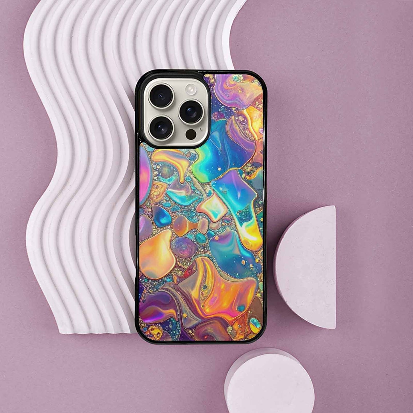 iPhone 16 Pro Max Case — Holographic Iridescent Shimmer Pattern Hundreds Of, Custom Printed Phone Case