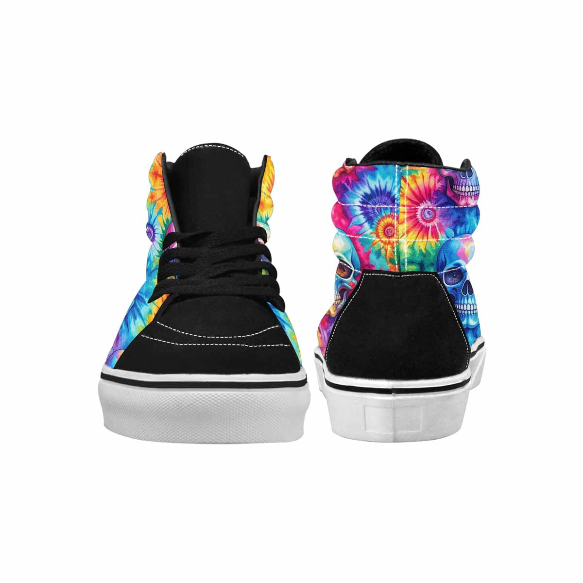 WOMEN'S Tie Dye Skulls Print High Top Canvas Wallpaper Art Custom Sneakers