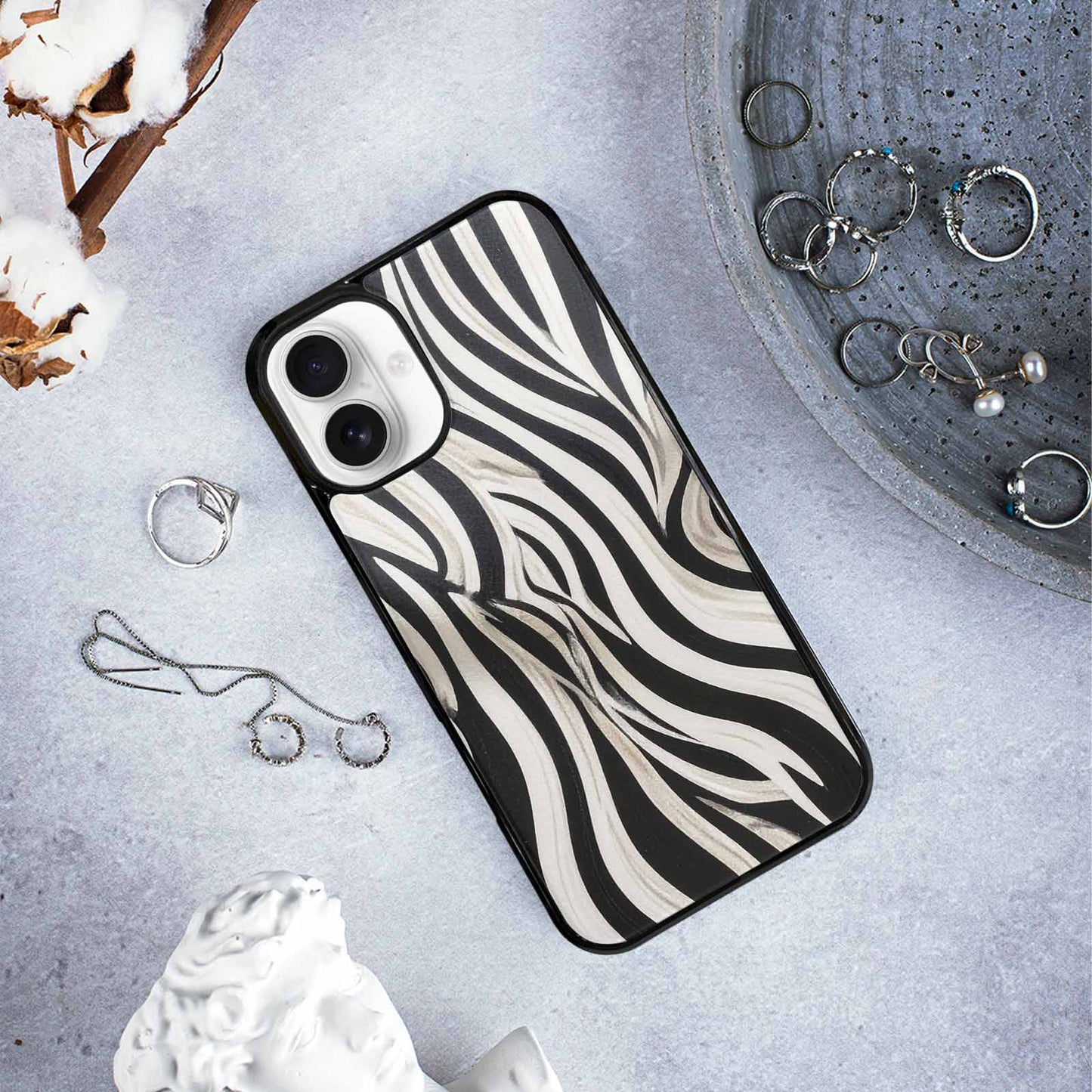 iPhone 16 Plus Case — Modern Zebra Stripe, Custom Art Phone Cover