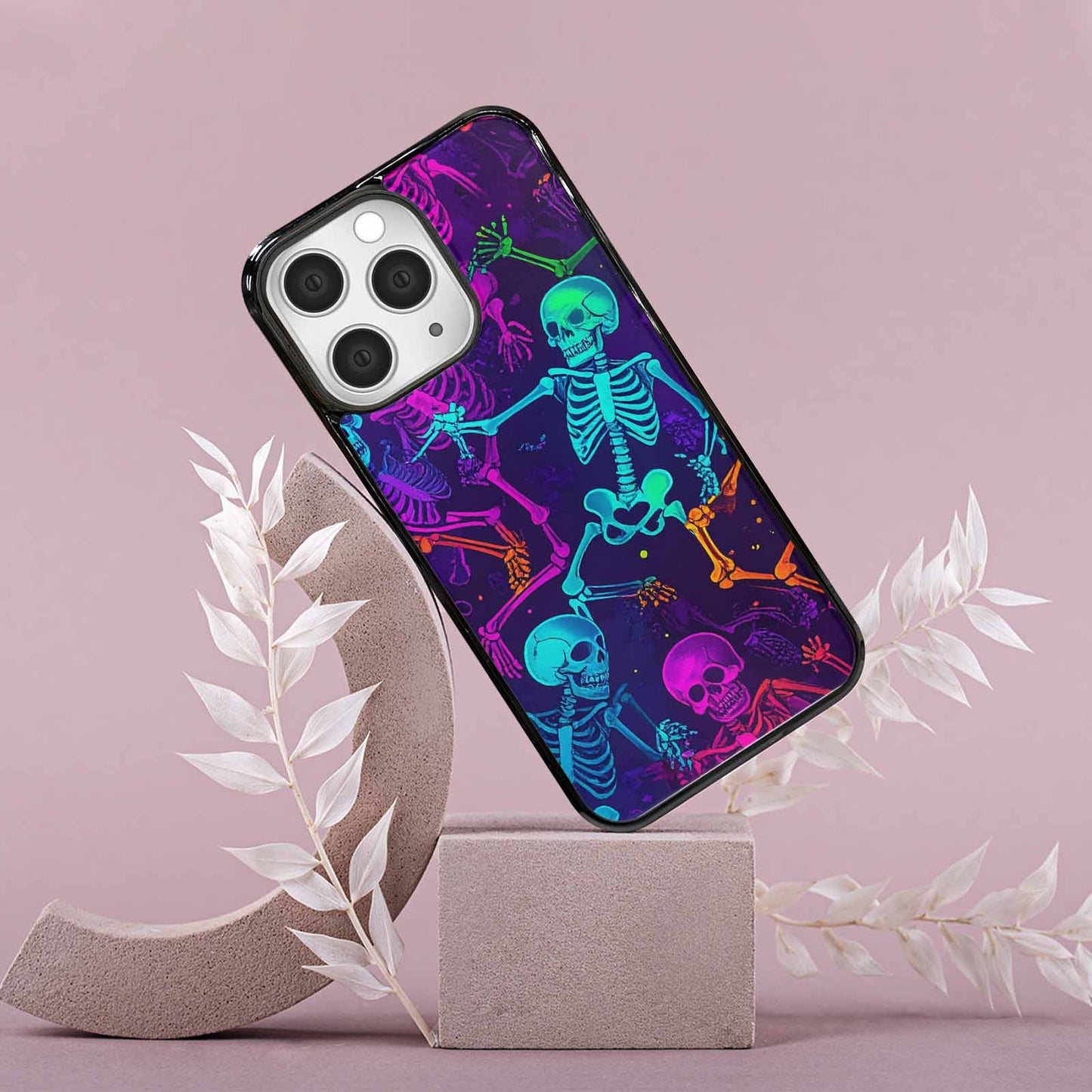 iPhone 15 Pro Max Case — Glowing Skeleton Pattern Hundreds Of Small, Custom Printed Phone Case