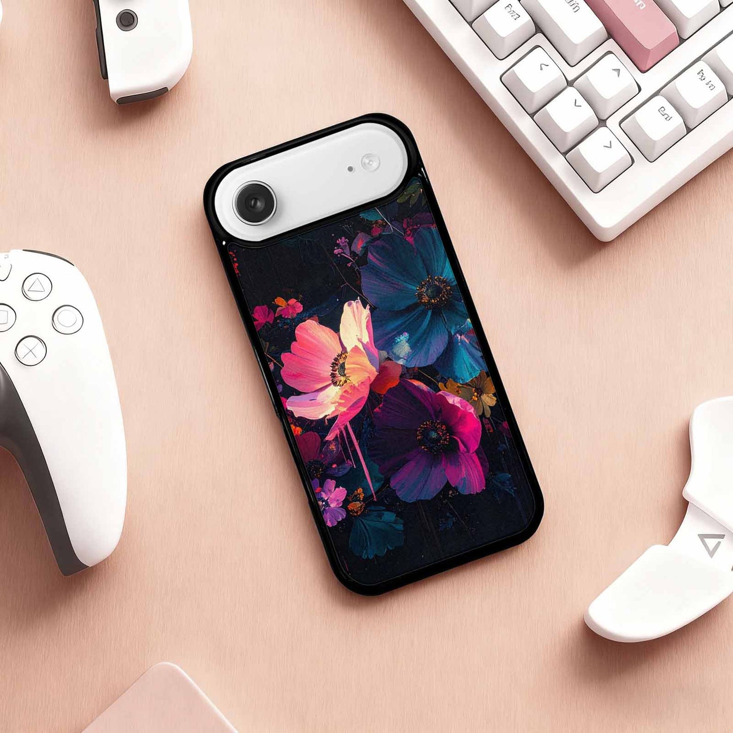 iPhone 17 Air Case — Shadowy Glitch Floral Pattern Hundreds Floral, Customized Protective Case