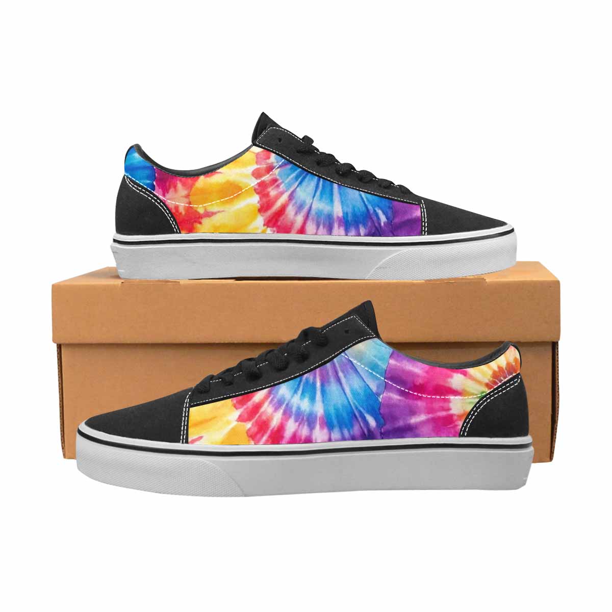 WOMEN'S Tie Dye Swirl Canvas Lace-Up Cottagecore Custom Sneakers