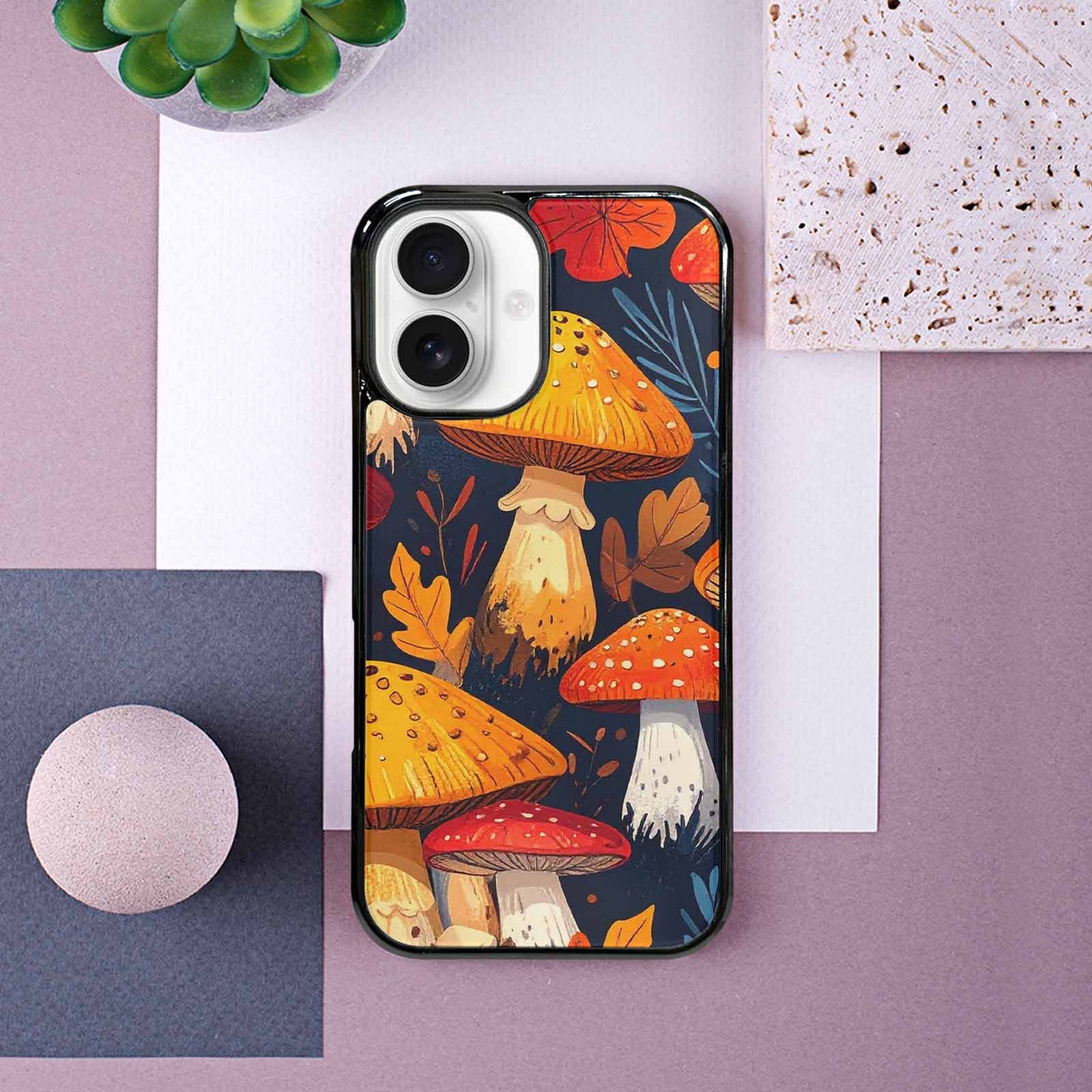 iPhone 16 Case — Bold Autumn Mushroom Bold Autumn Mushroom, Custom Print Case Cover