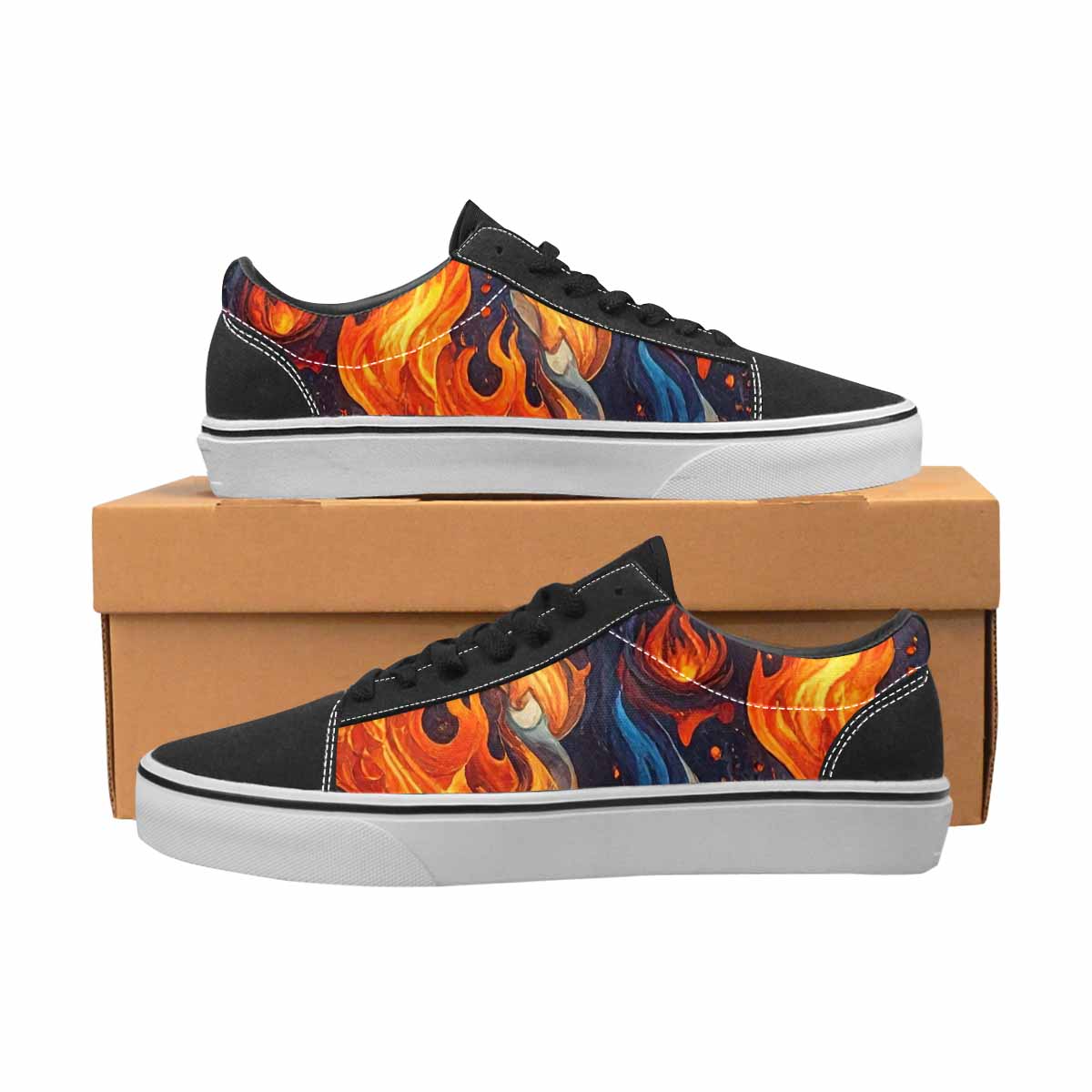 WOMEN'S Fire Flame Canvas Lace-Up Dark Academia Custom Shoes