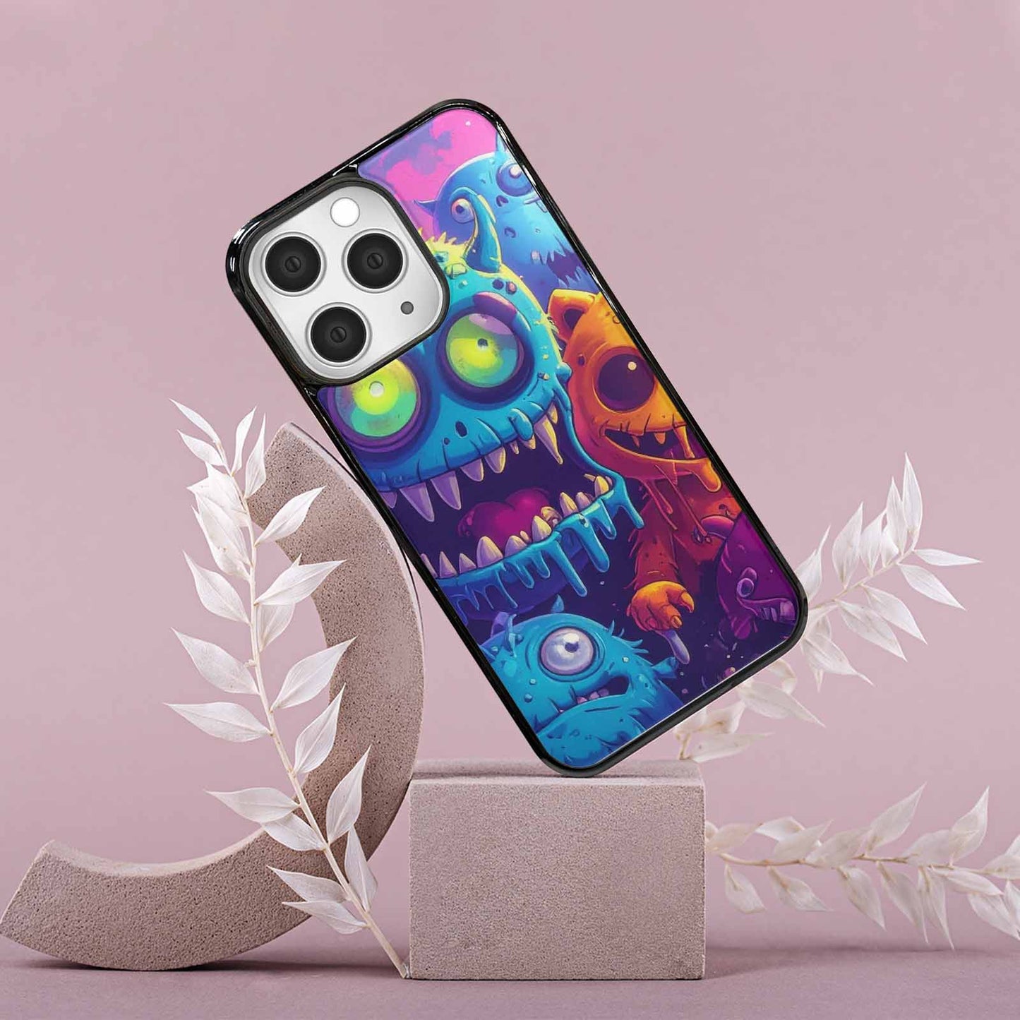 iPhone 15 Pro Max Case — Overlapping Endlessly No Empty Space Monsters, Custom Printed Phone Case