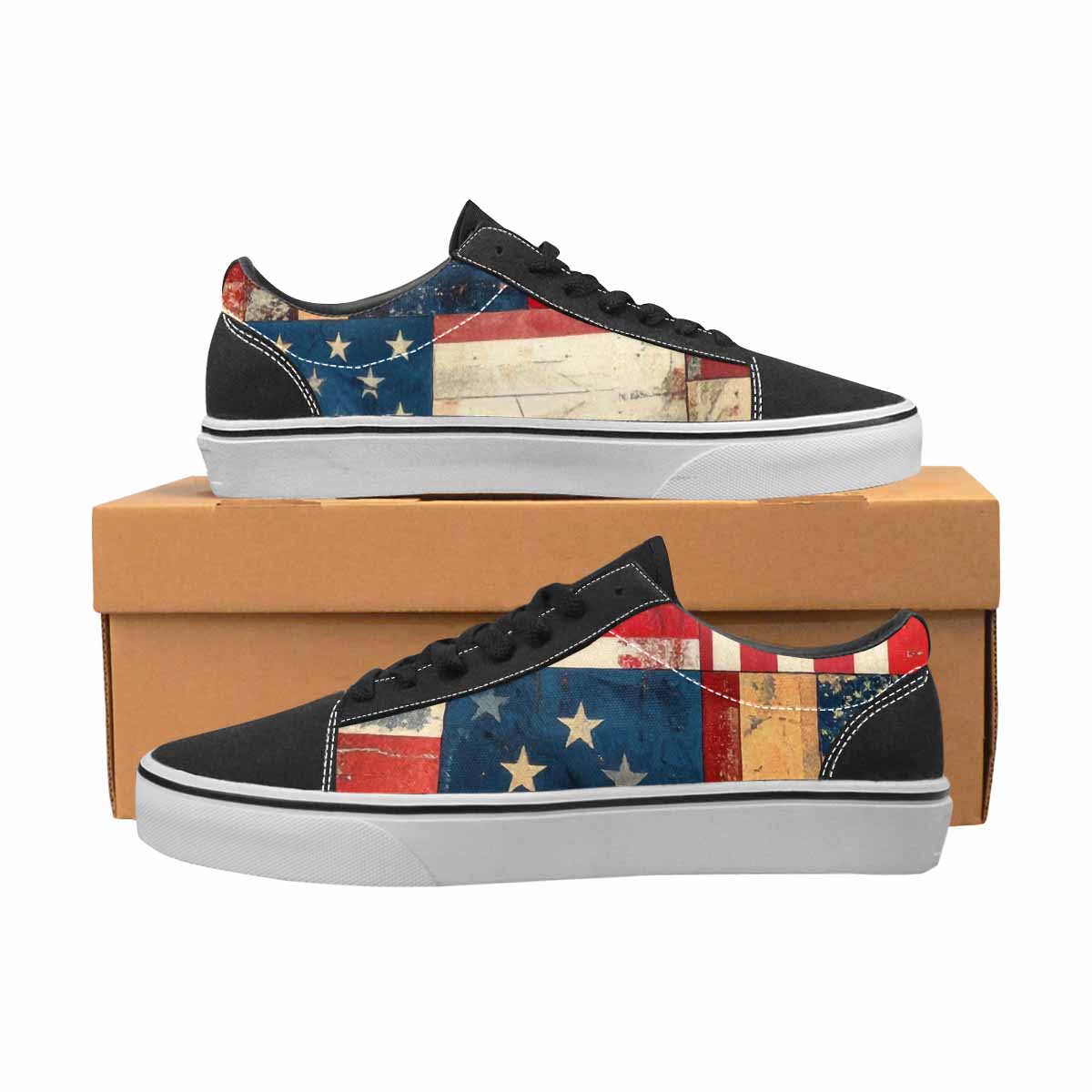 MEN'S American Flag Stars Canvas Lace-Up Grunge Custom Shoes