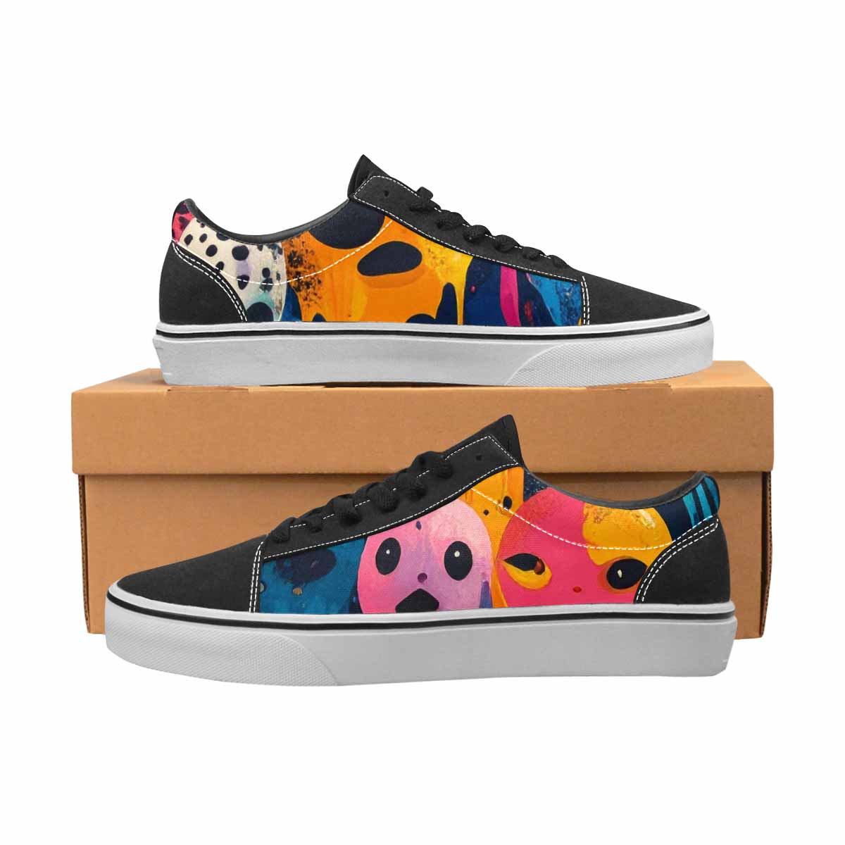 WOMEN'S Melting Aliens Lace-Up Canvas Wallpaper Art Sneakers