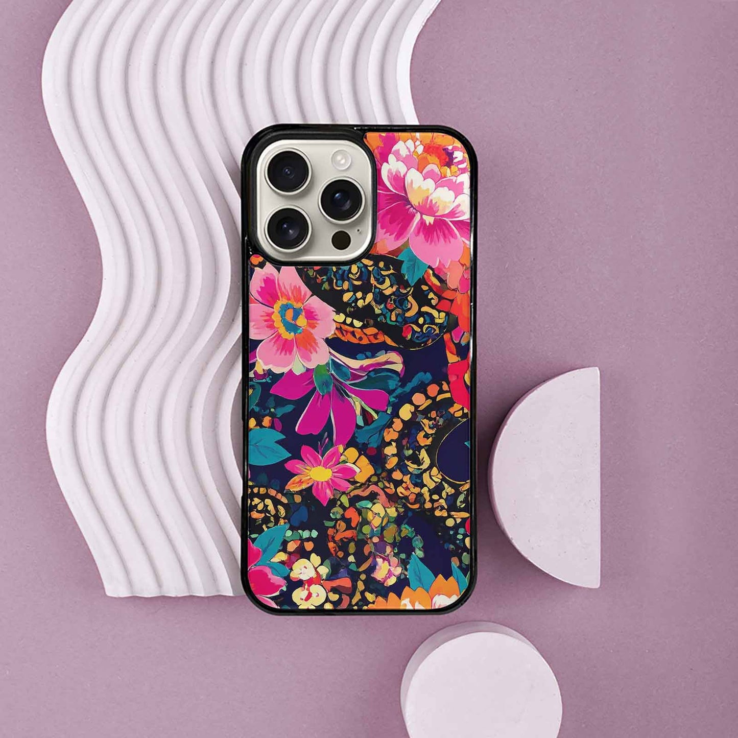 iPhone 16 Pro Max Case — Snakes Print Floral Seamless Pattern Vibrant, Custom Printed Phone Case