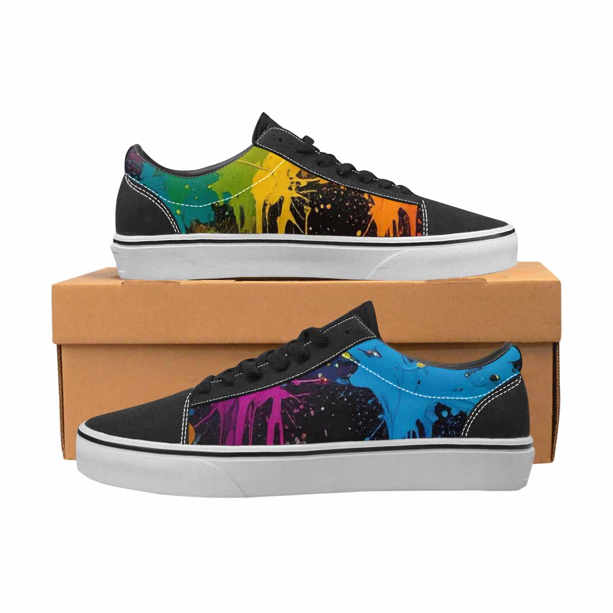 MEN'S Paint Splatter Canvas Lace-Up Wallpaper Art Custom Sneakers