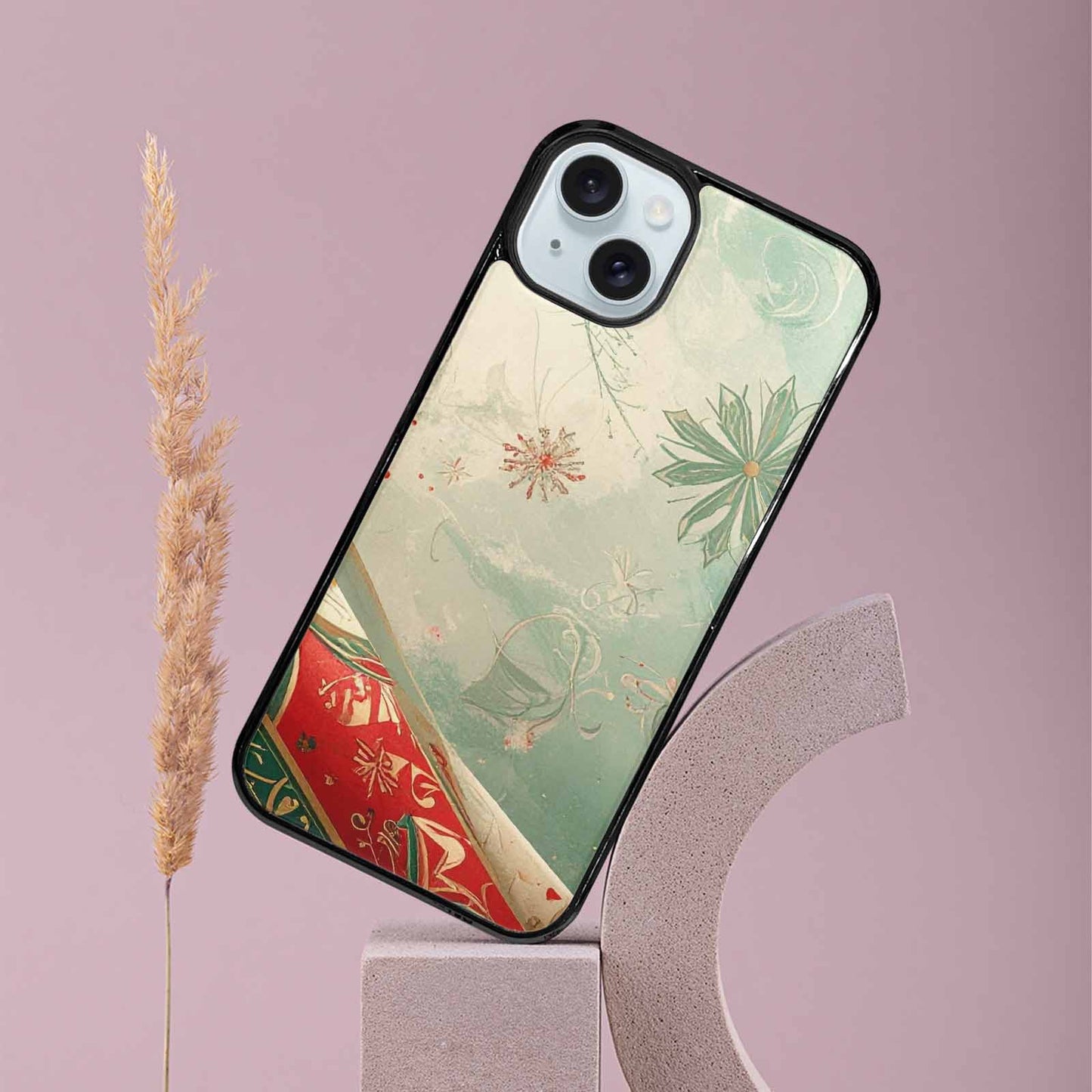 iPhone 15 Plus Case — Christmas Wrapping Paper Pattern Art Wallpaper, Custom Made Phone Cover