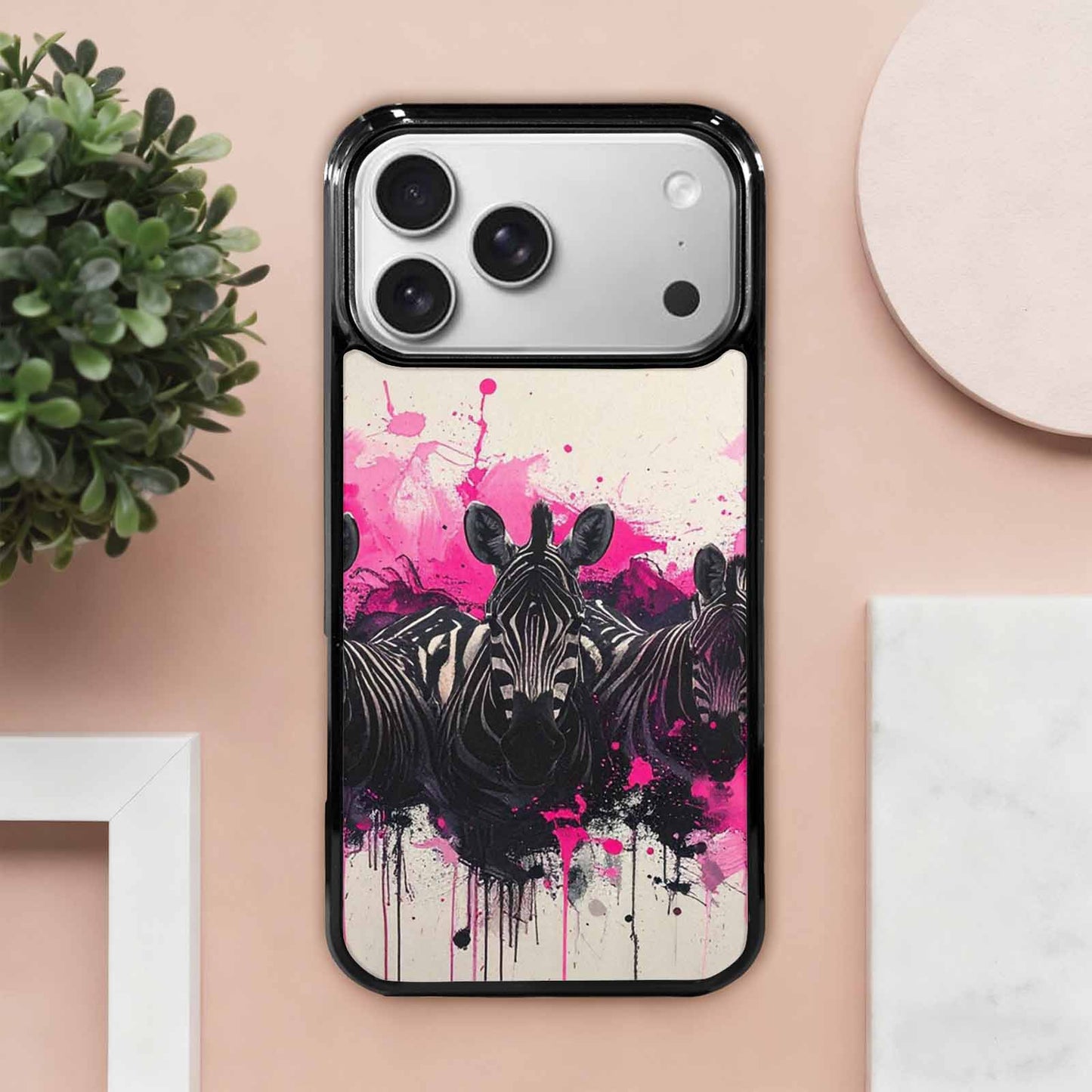 iPhone 17 Pro Max Case — Black & Pink Ink Animal Print, Custom Made Phone Cover