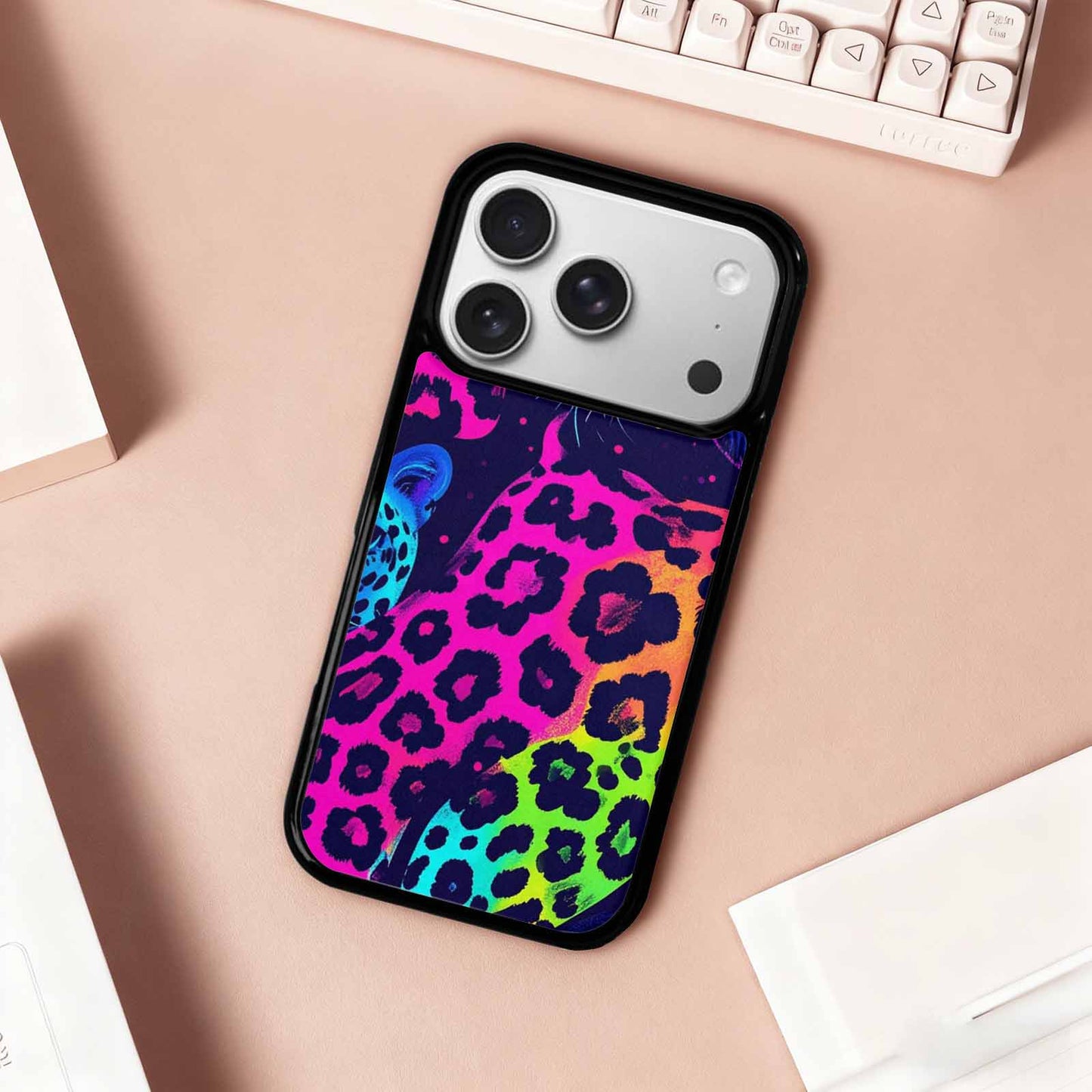 iPhone 17 Pro Case — Leopard Print Neon Animal Print, Original Design Phone Case