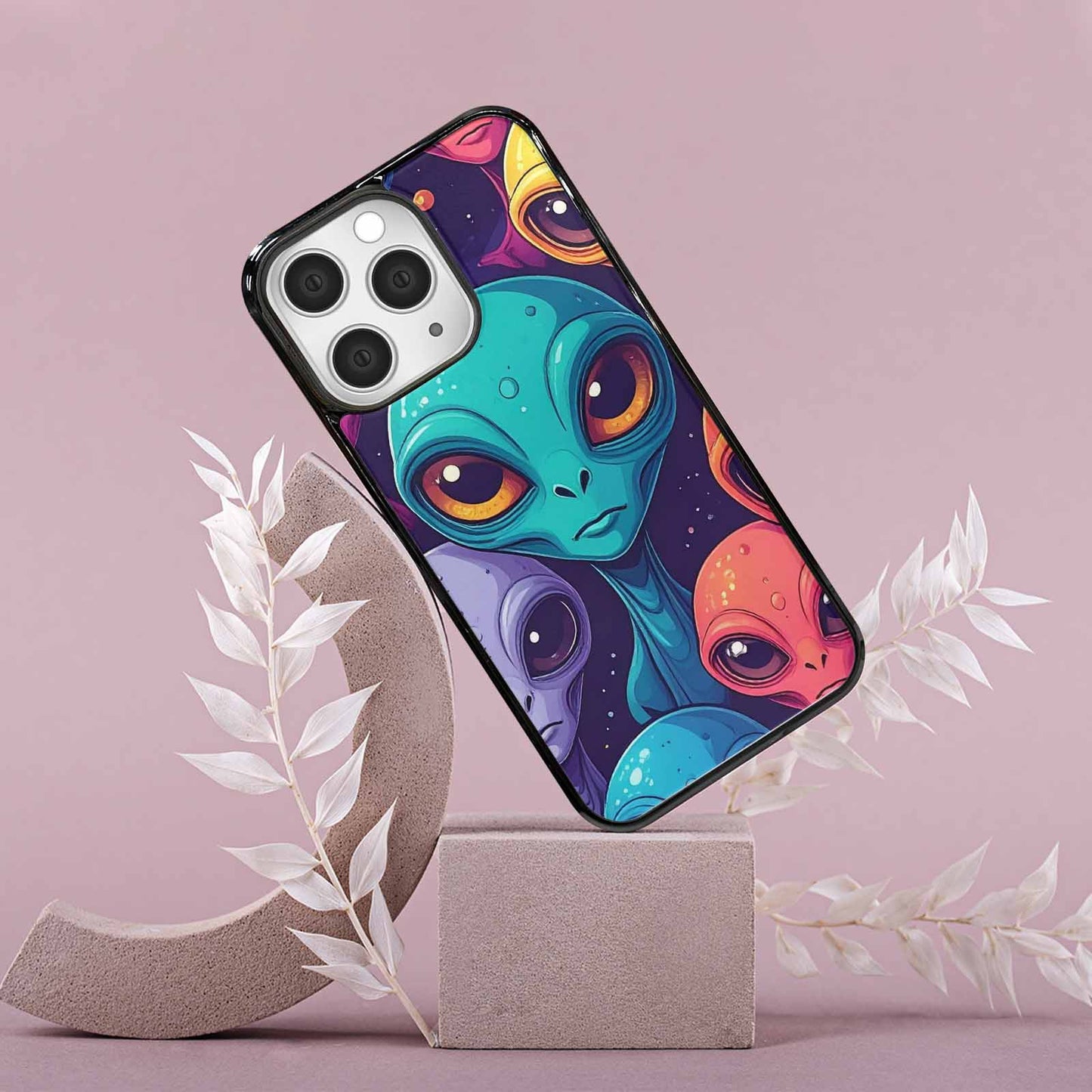 iPhone 15 Pro Max Case — Alien Ufo Cartoon Art Pattern Groovy, Custom Designed Case Cover