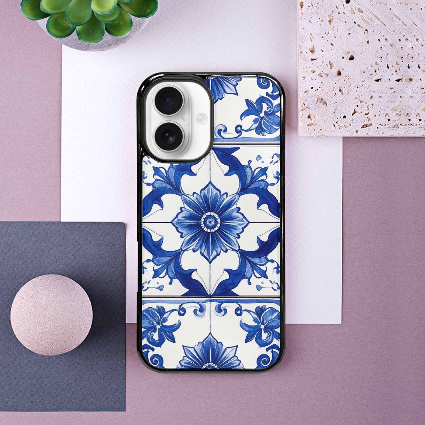 iPhone 16 Case — Talavera Tile Floral Custom, Custom Art Phone Cover