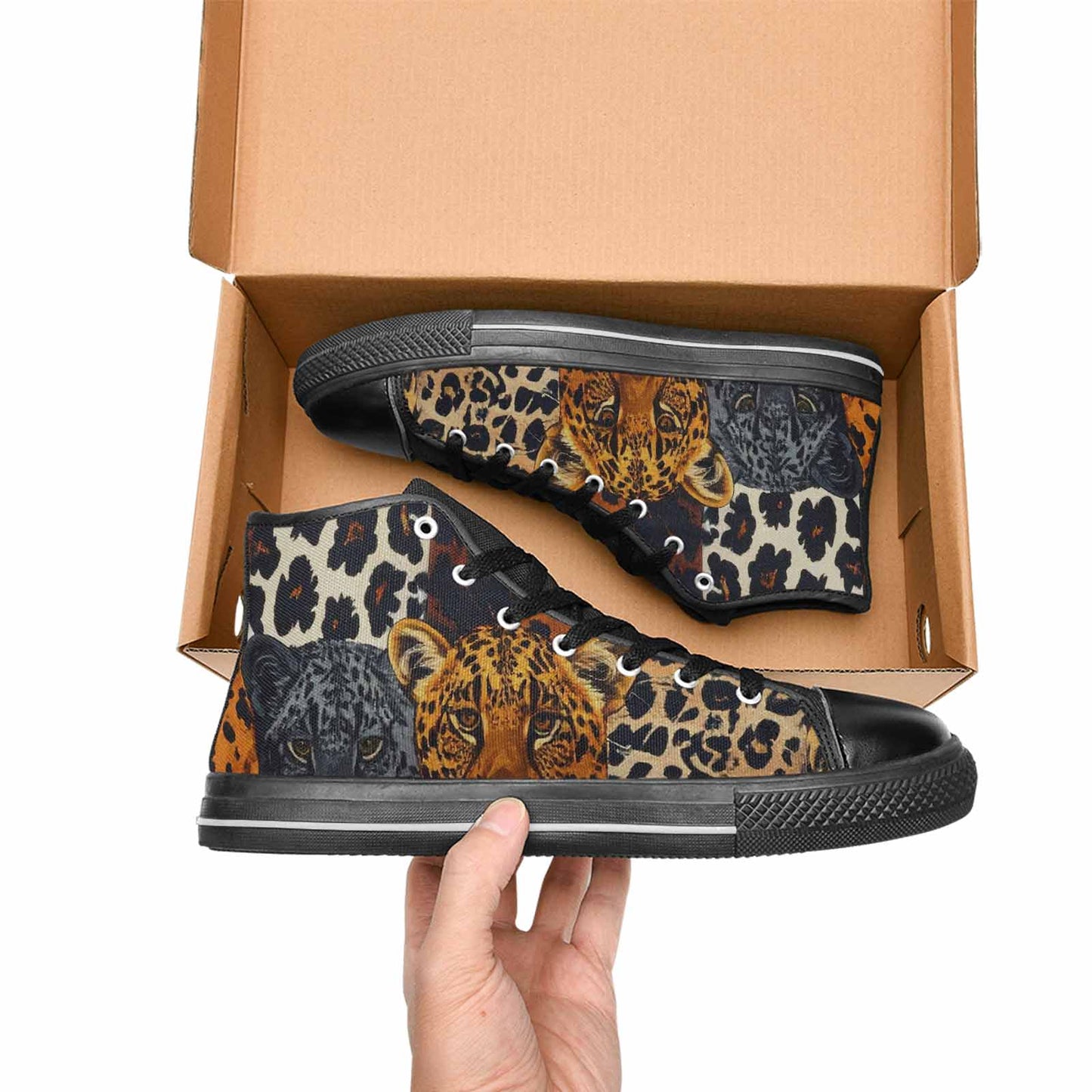 MEN'S Animal Print High Top Canvas Wallpaper Art Custom Shoes