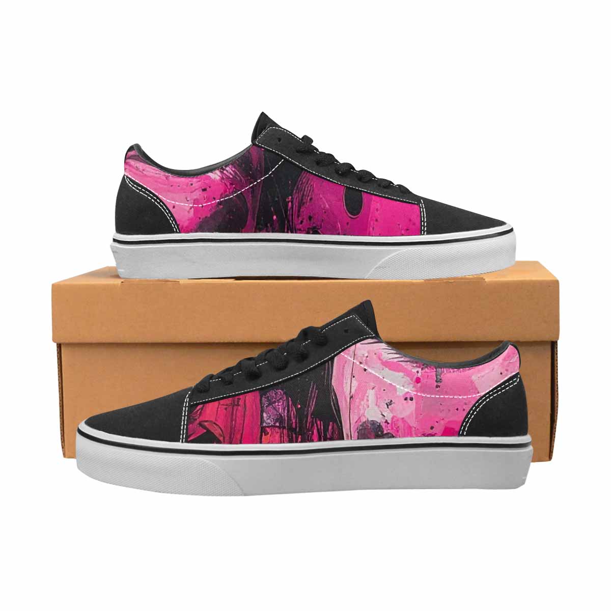 WOMEN'S Melting Moon Smiley Lace-Up Canvas Neon Fantasy Custom Shoes
