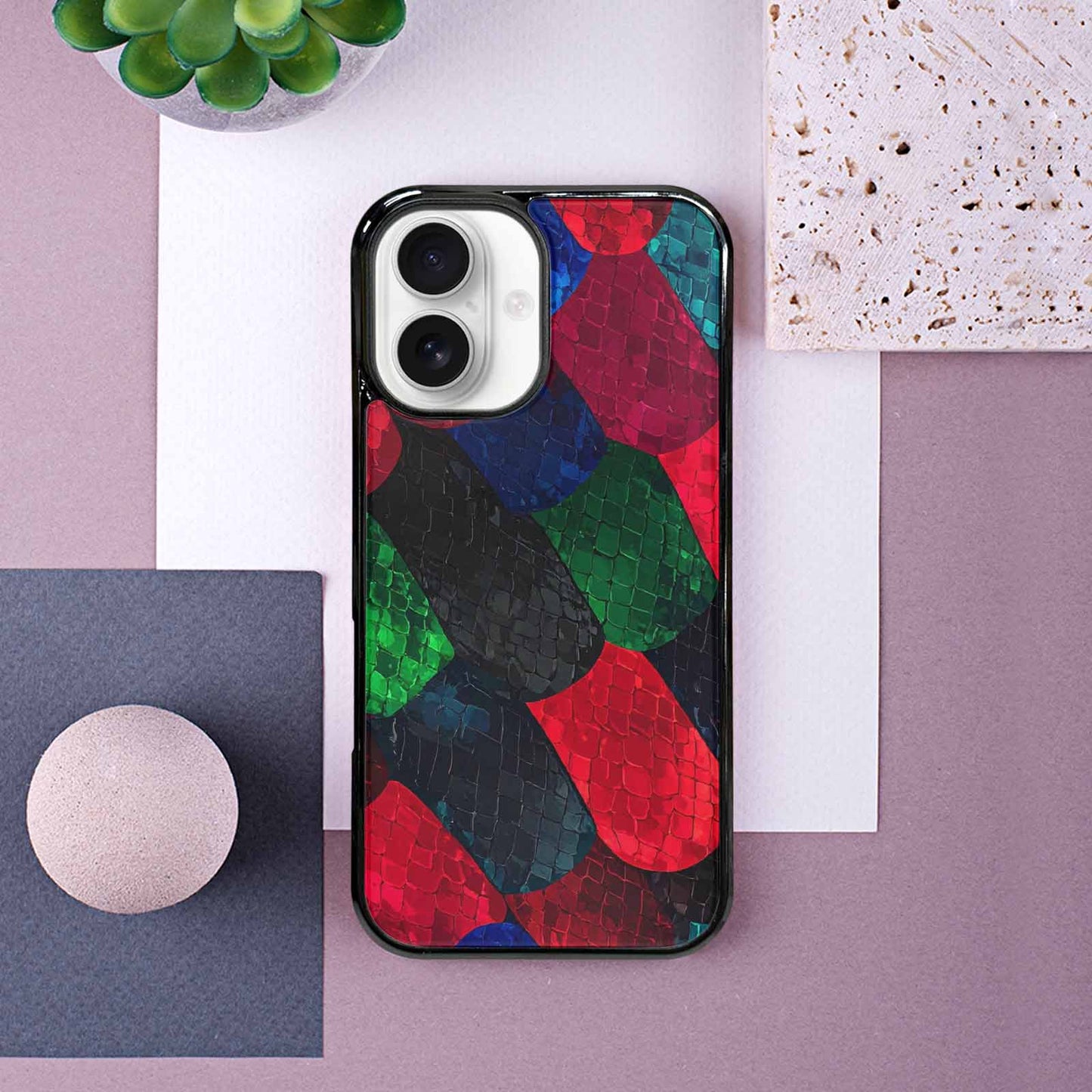 iPhone 16 Case — Dark Snake Print, Custom Art Phone Cover