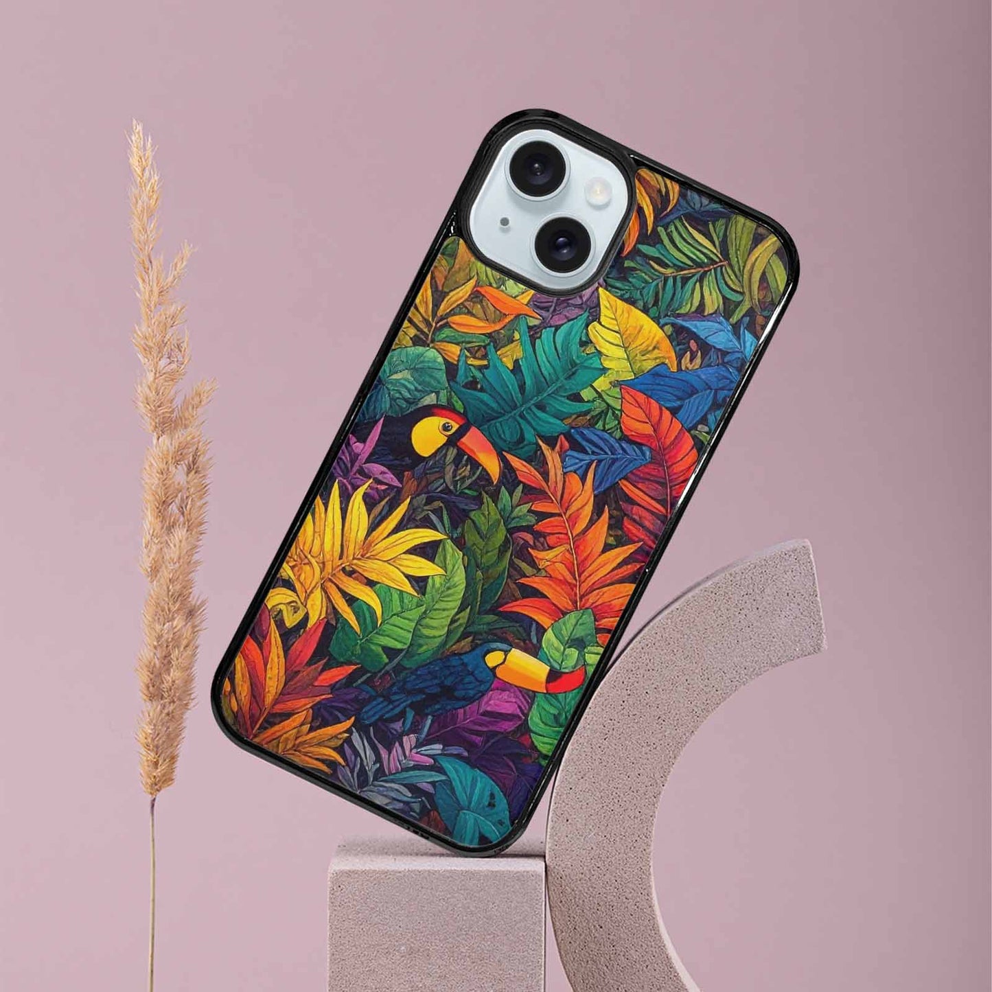 iPhone 15 Plus Case — Toucan Jungle Toucan Jungle Pattern Hundreds, Custom Designed Case Cover