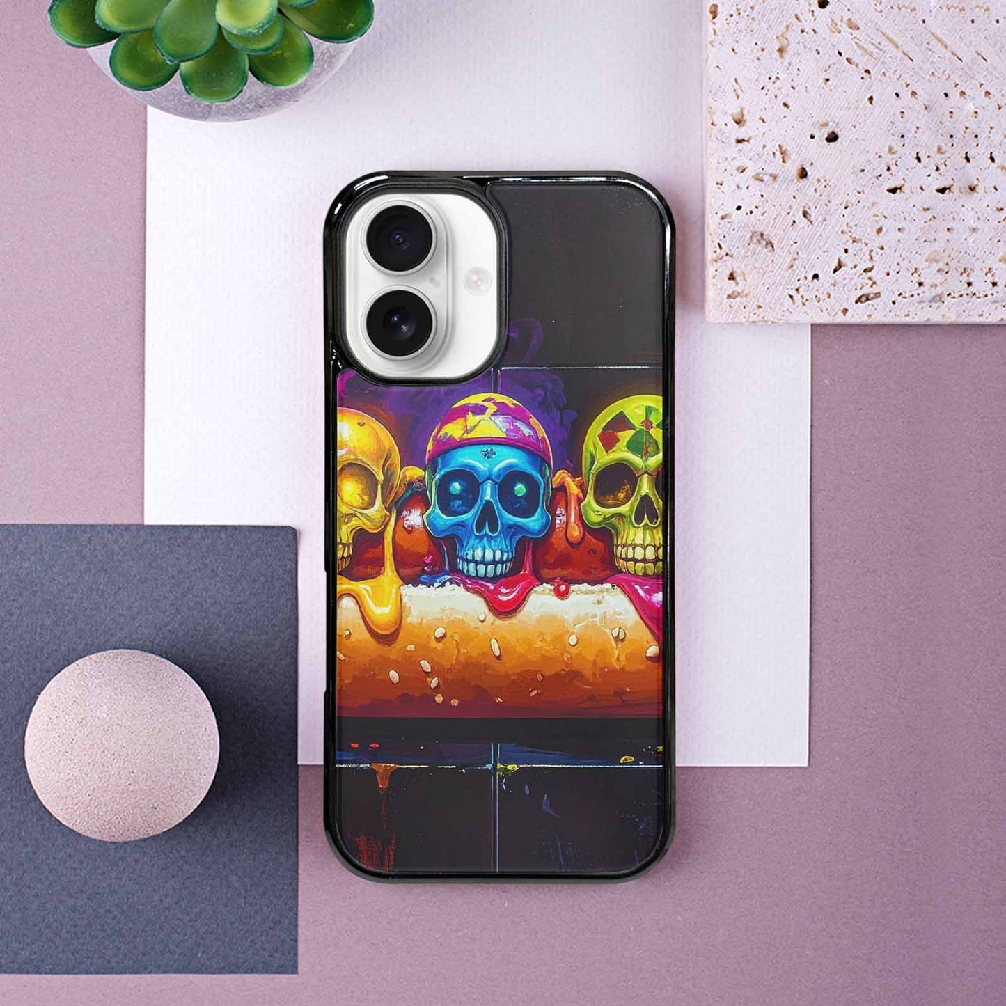 iPhone 16 Case — Toxic Skeleton Hot Dog Eye Small, Personalized Phone Case