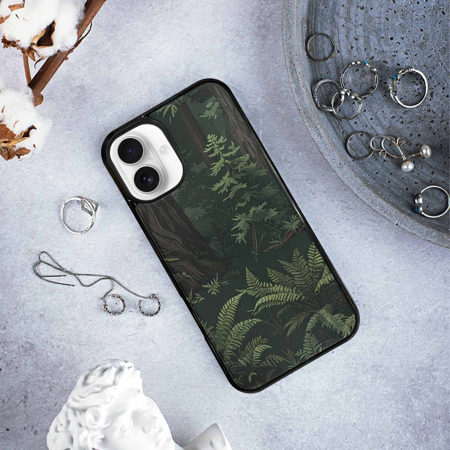 iPhone 16 Plus Case — Seamless Pattern Ancient Redwood Forest Giant, Customized Protective Case