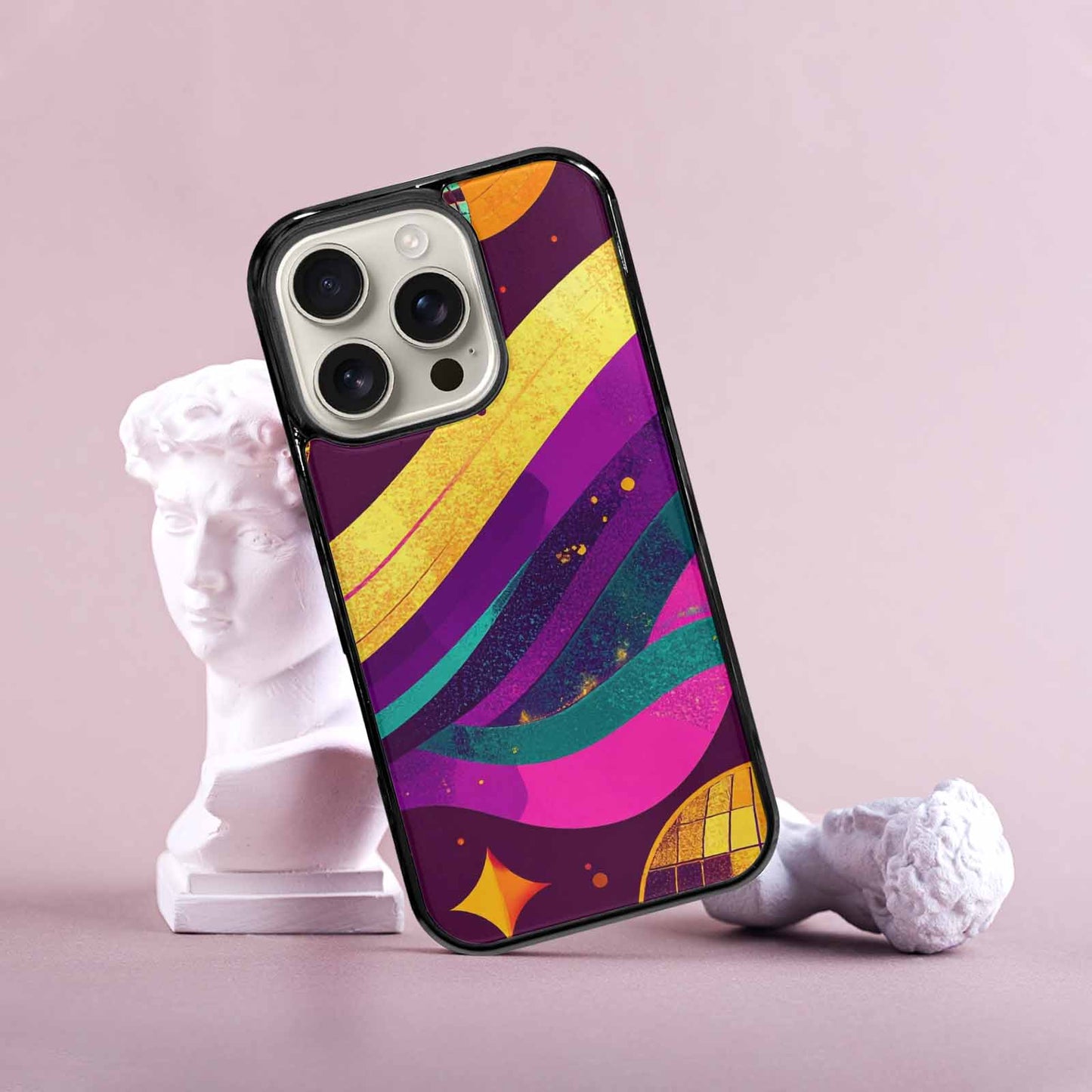 iPhone 16 Pro Case — 1970s Disco Art Pattern, Custom Print Case Cover