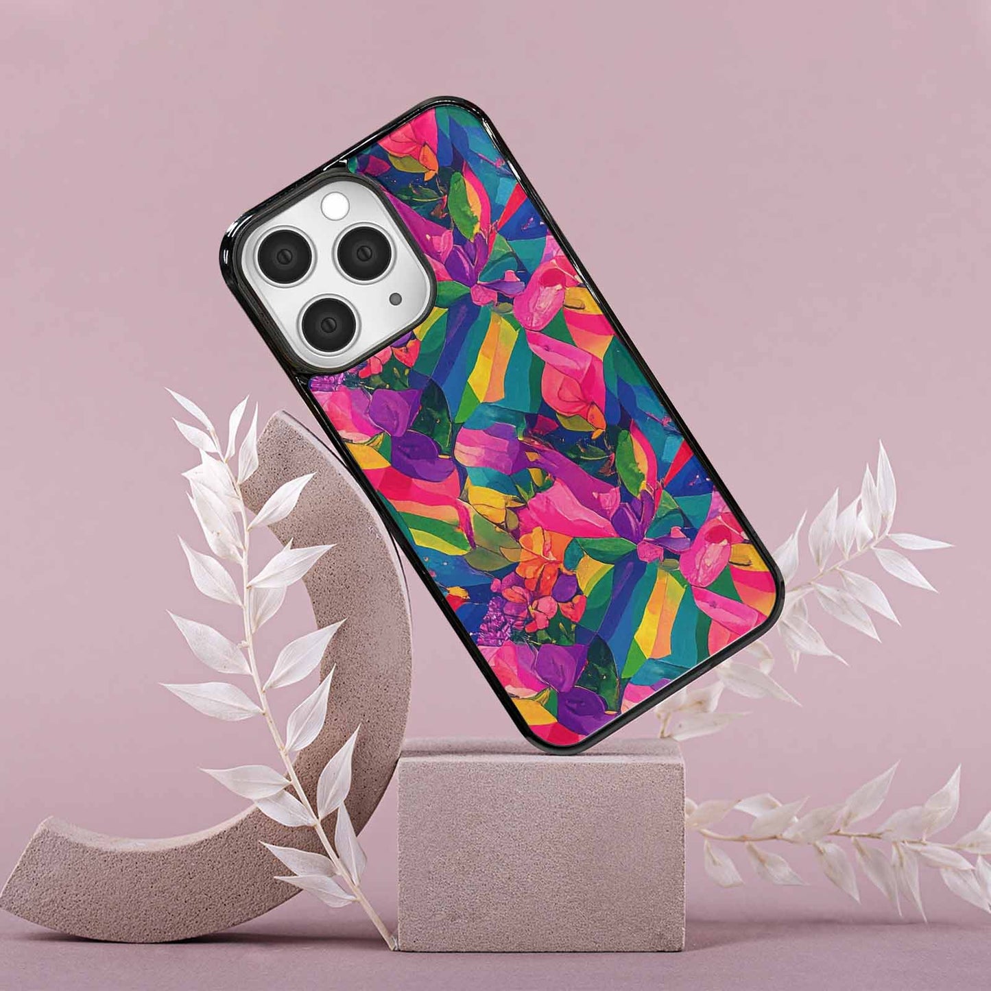 iPhone 15 Pro Max Case — Polysexual Flag Color Theme Small Rainbow, Custom Printed Phone Case