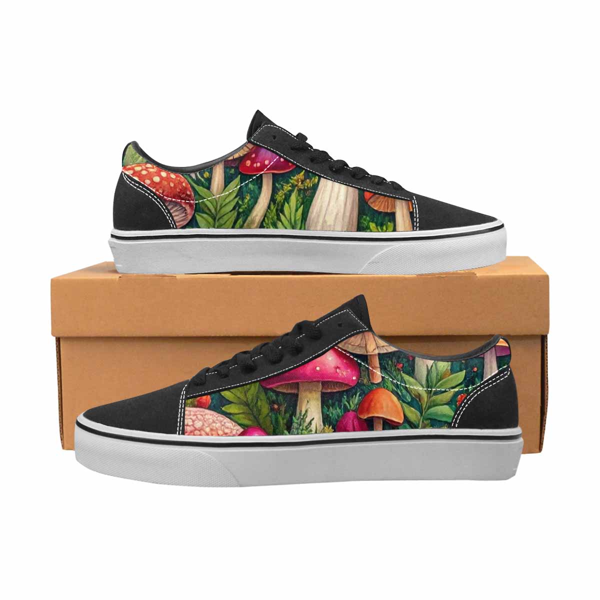 WOMEN'S Mushrooms Botanical Mushrooms Lace-Up Canvas Aesthetic Custom Shoes