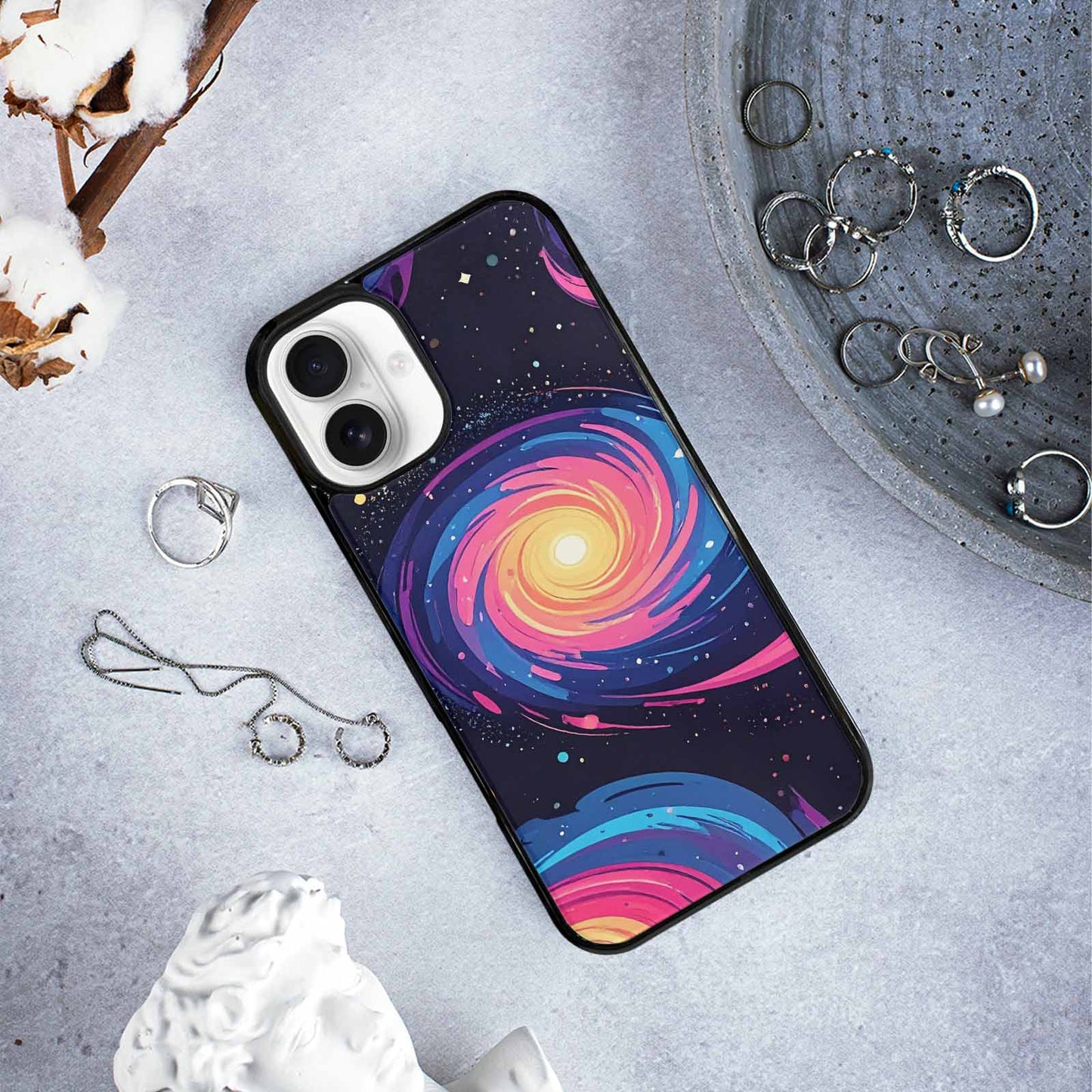 iPhone 16 Plus Case — Love Wins Galaxy Seamless Pattern Vibrant, Custom Phone Case