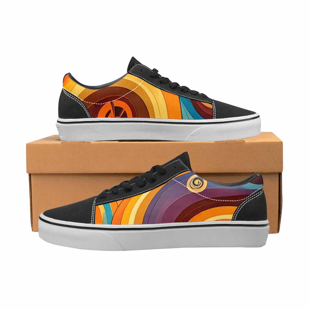 MEN'S Groovy 70S Peace Canvas Lace-Up Wallpaper Art Shoes