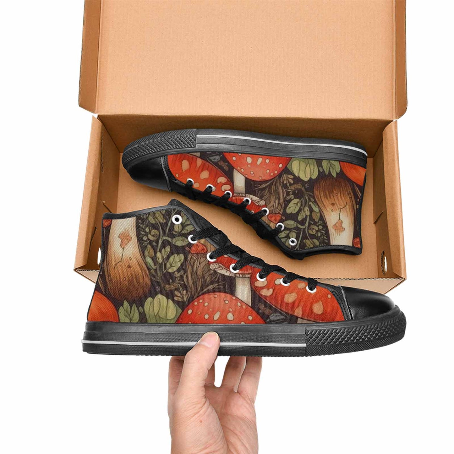 MEN'S Mushroom High Top Canvas Vibrant Chaos Custom Shoes