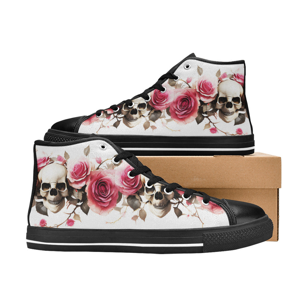 WOMEN'S Skulls Roses Deluxe 14 High Top Canvas Vivid Sneakers