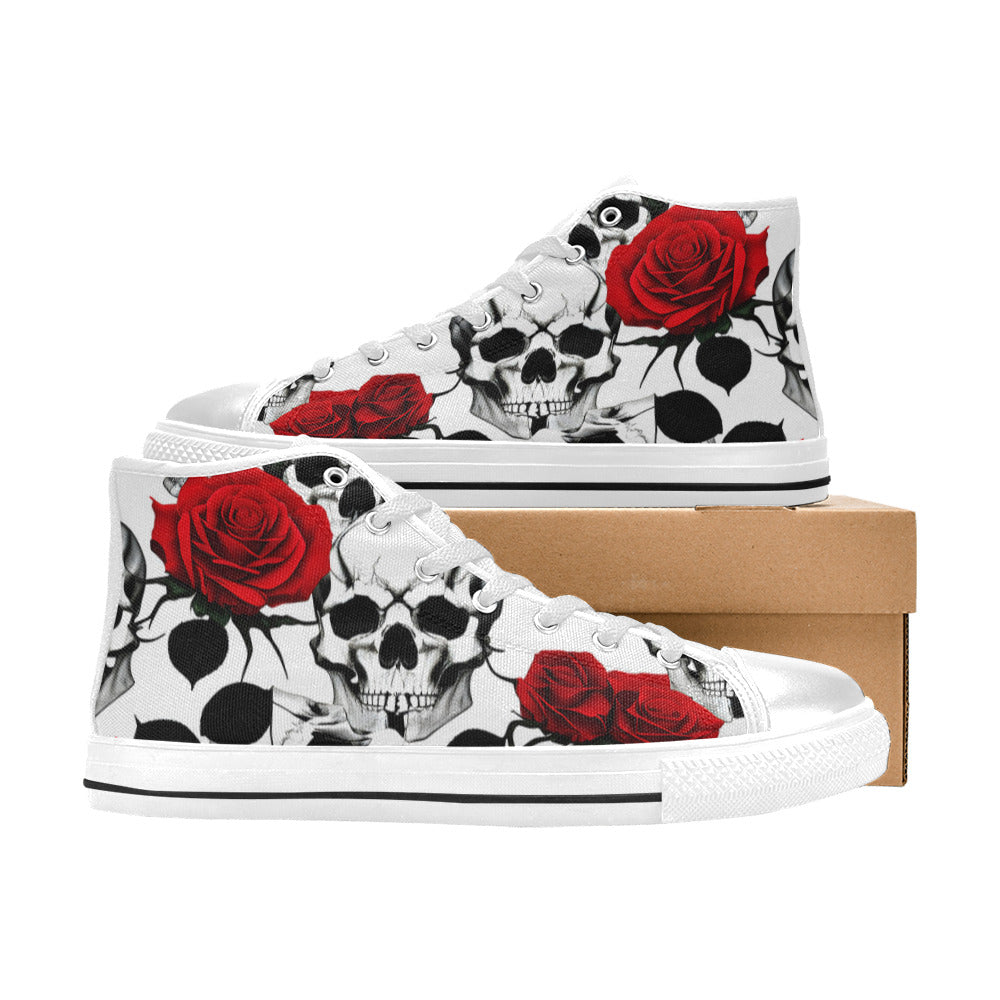 WOMEN'S Skulls Roses Deluxe 9 High Top Canvas Vivid Shoes