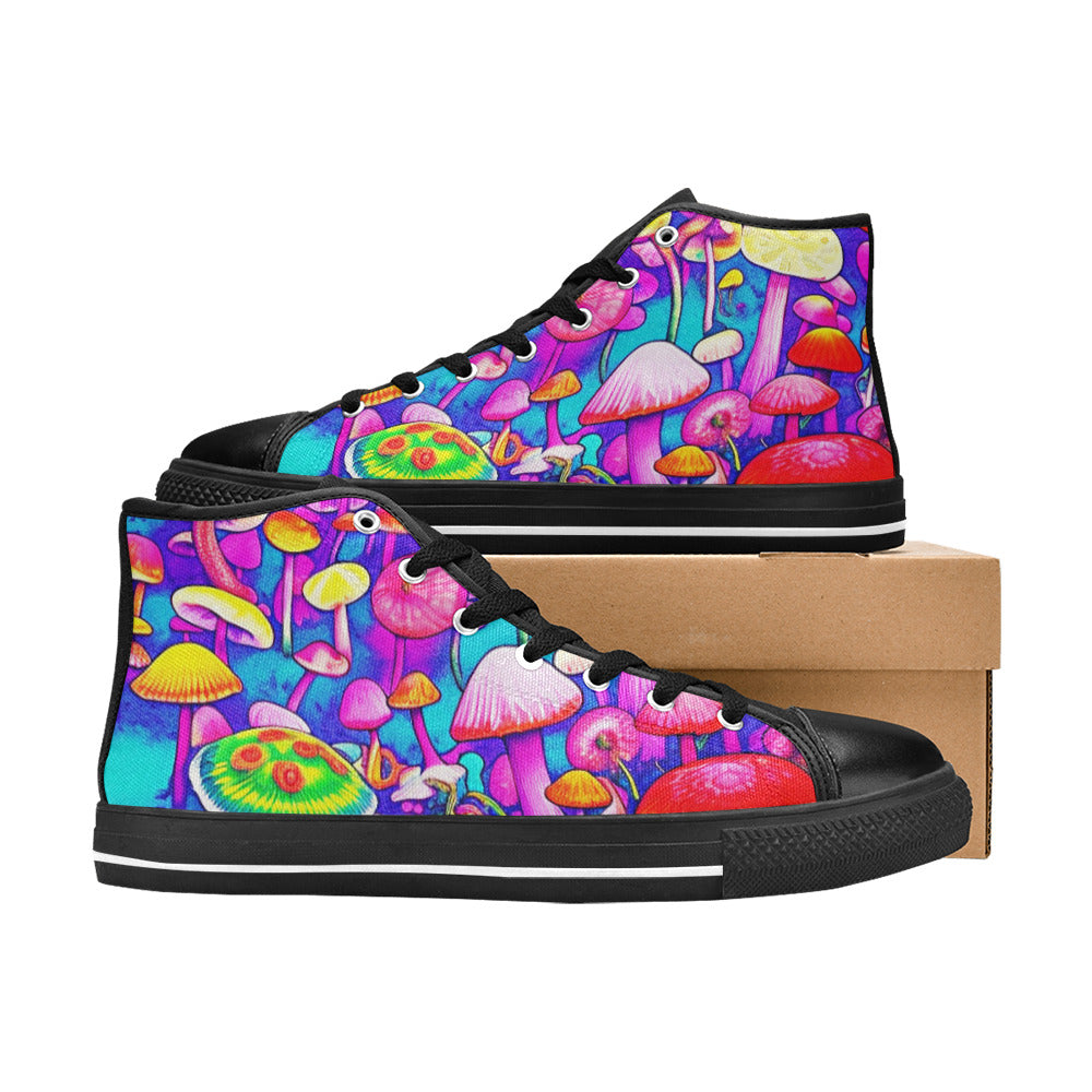 MEN'S Colorful Mushrooms Art Vibes High Top Canvas Y2K Custom Shoes
