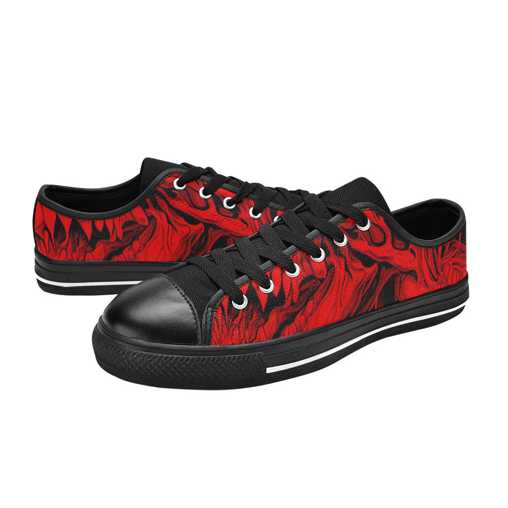 WOMEN'S Cc Demons Red Canvas Cottagecore Custom Sneakers