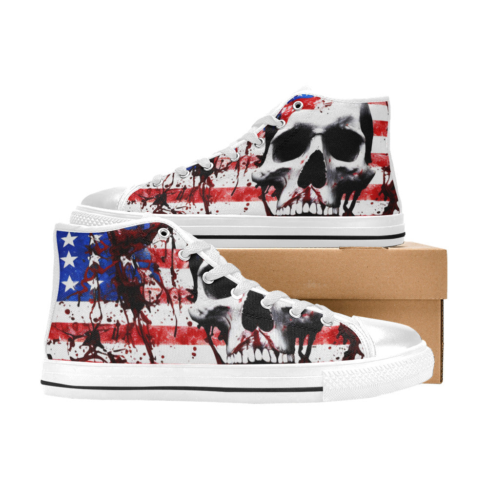 MEN'S Patriotic Splatter Art Men’S High Top Canvas Wallpaper Art Custom Shoes