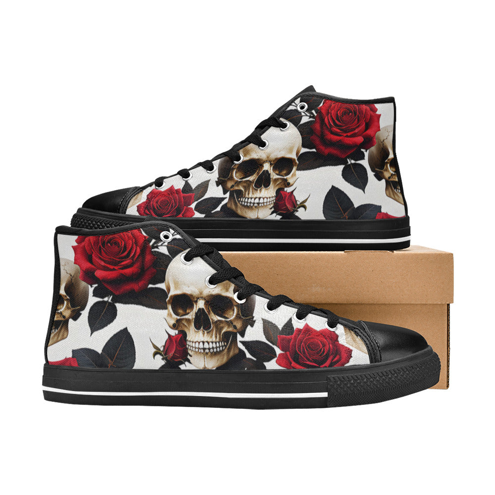 MEN'S Skulls Roses Deluxe Men’S High Top Canvas Neon Fantasy Custom Shoes