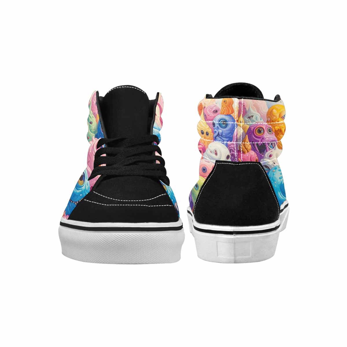 MEN'S Melting Ice Cream Monster High Top Canvas Kaleidoscope Custom Sneakers