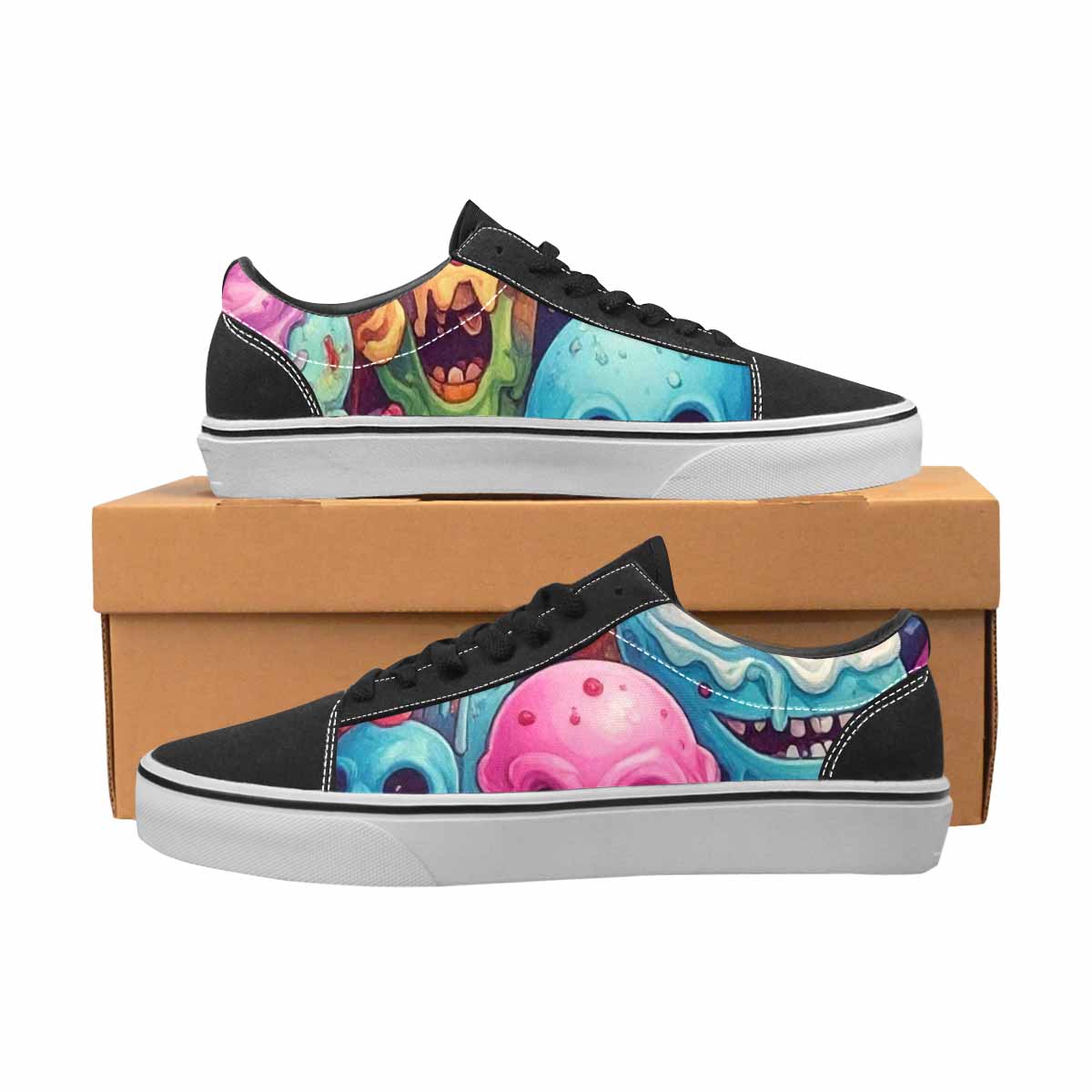 WOMEN'S Ice Cream Monsters Lace-Up Canvas Vivid Sneakers