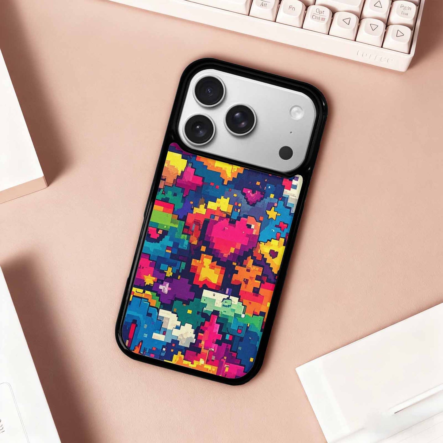 iPhone 17 Pro Case — Pixel Art Bit Burst Pattern Original, Custom Made Phone Cover
