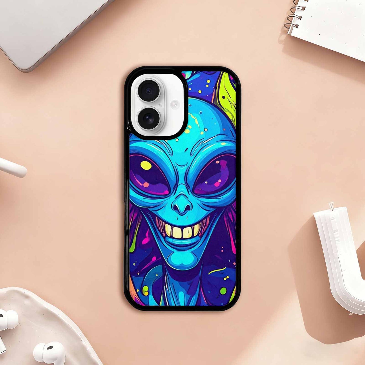 iPhone 17 Case — Alien Ufo Cartoon Art Alien Scifi, Custom Art Phone Cover
