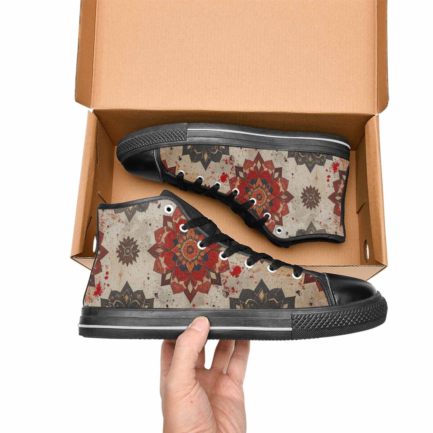 WOMEN'S Mandala High Top Canvas Vivid Custom Sneakers
