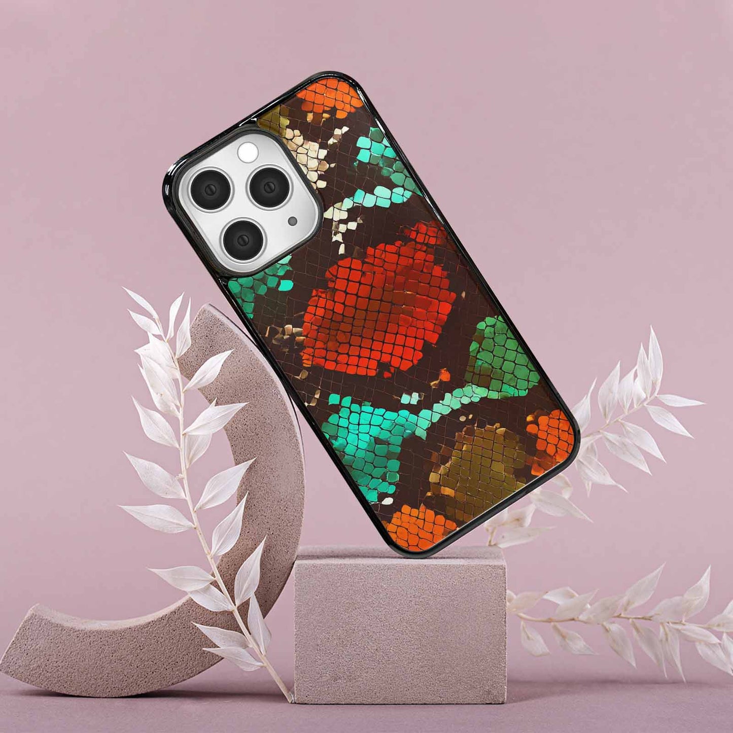iPhone 15 Pro Max Case — Snake Print Dark Seamless Pattern Vibrant, Custom Phone Case