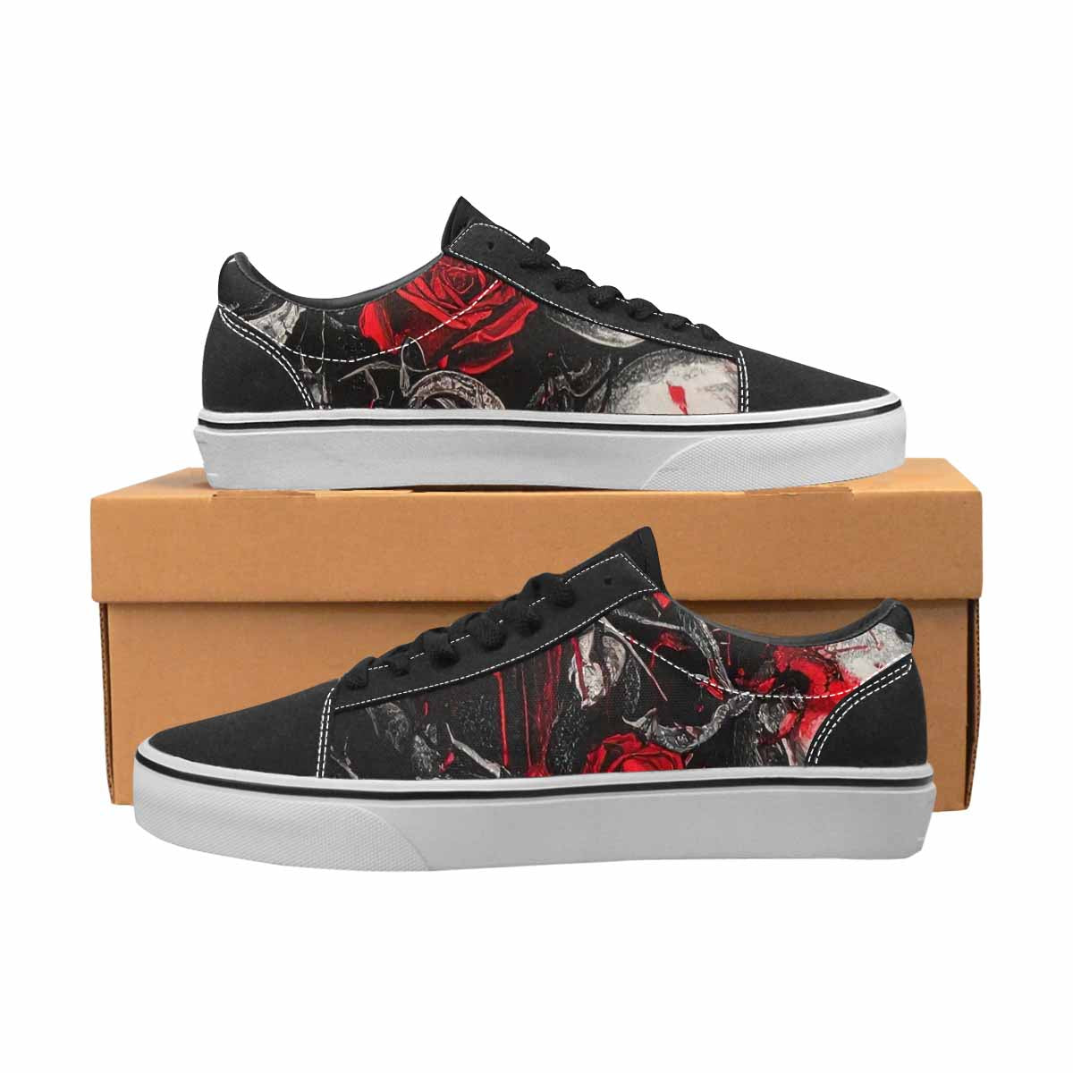 WOMEN'S Skull Roses Lace-Up Canvas Kaleidoscope Sneakers
