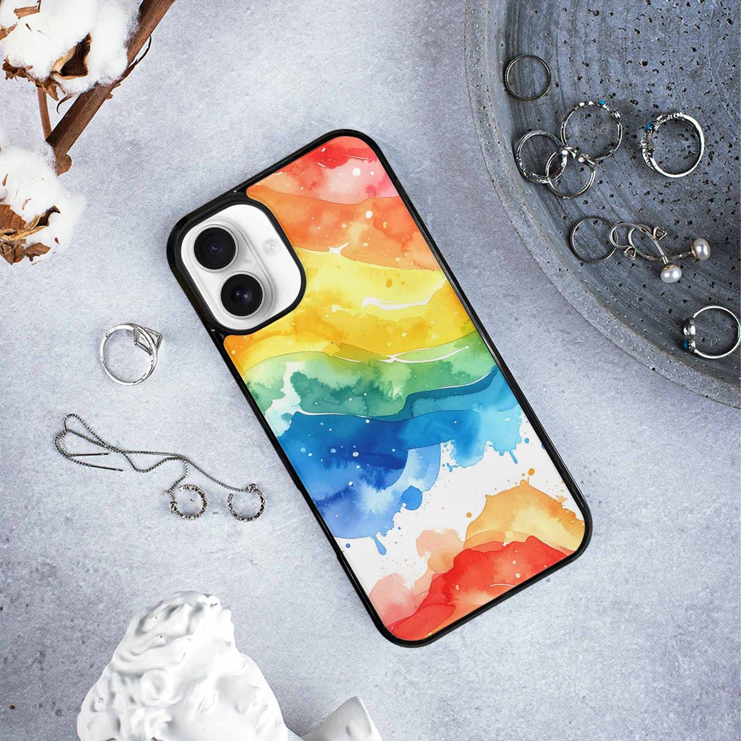 iPhone 16 Plus Case — Watercolor Splash Abstract Pattern Seamless Repeat, Custom Made Phone Cover