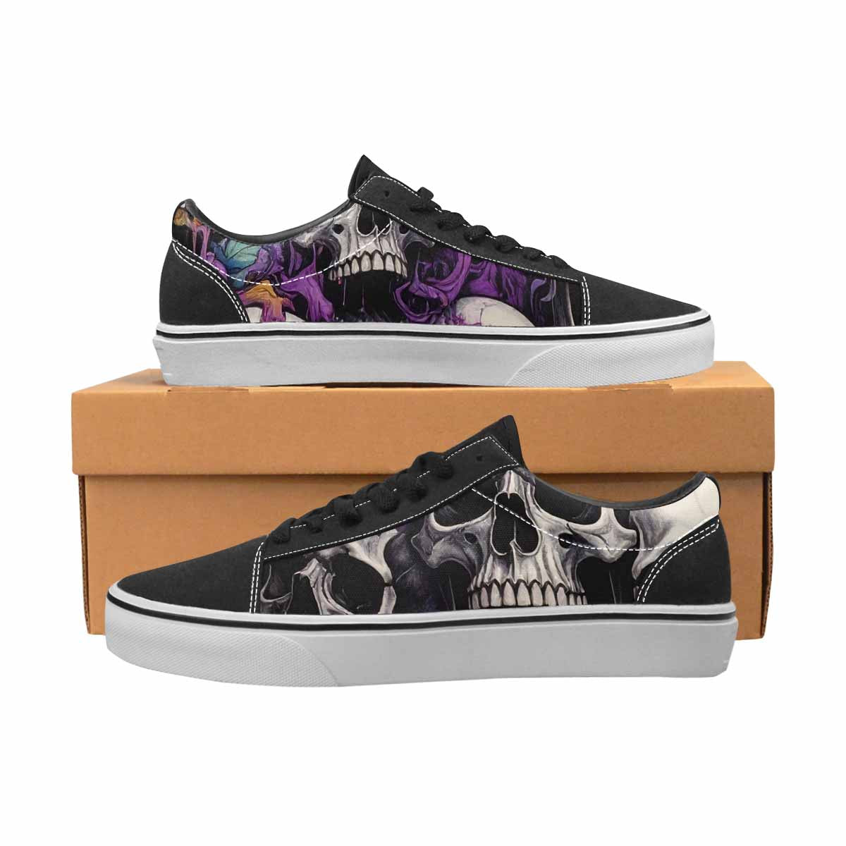 WOMEN'S Rainbow From Skull S Lace-Up Canvas Neon Fantasy Shoes