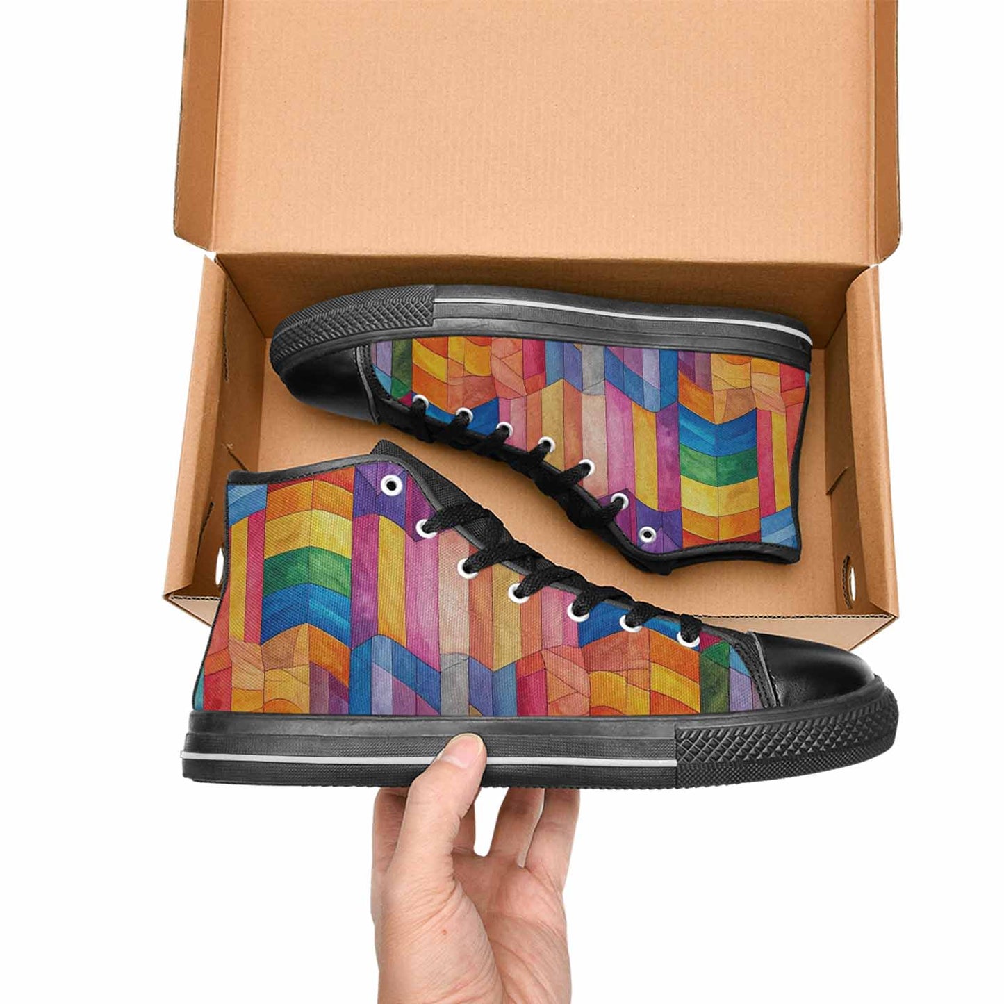 MEN'S Transgender Flag Color High Top Canvas Cottagecore Custom Shoes