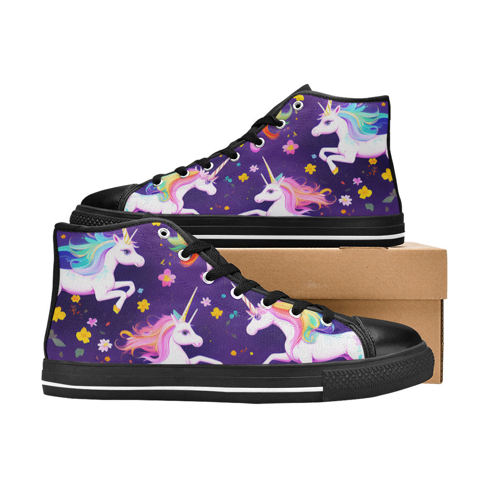 WOMEN'S Unicorns Please 3 High Top Canvas Neon Fantasy Shoes