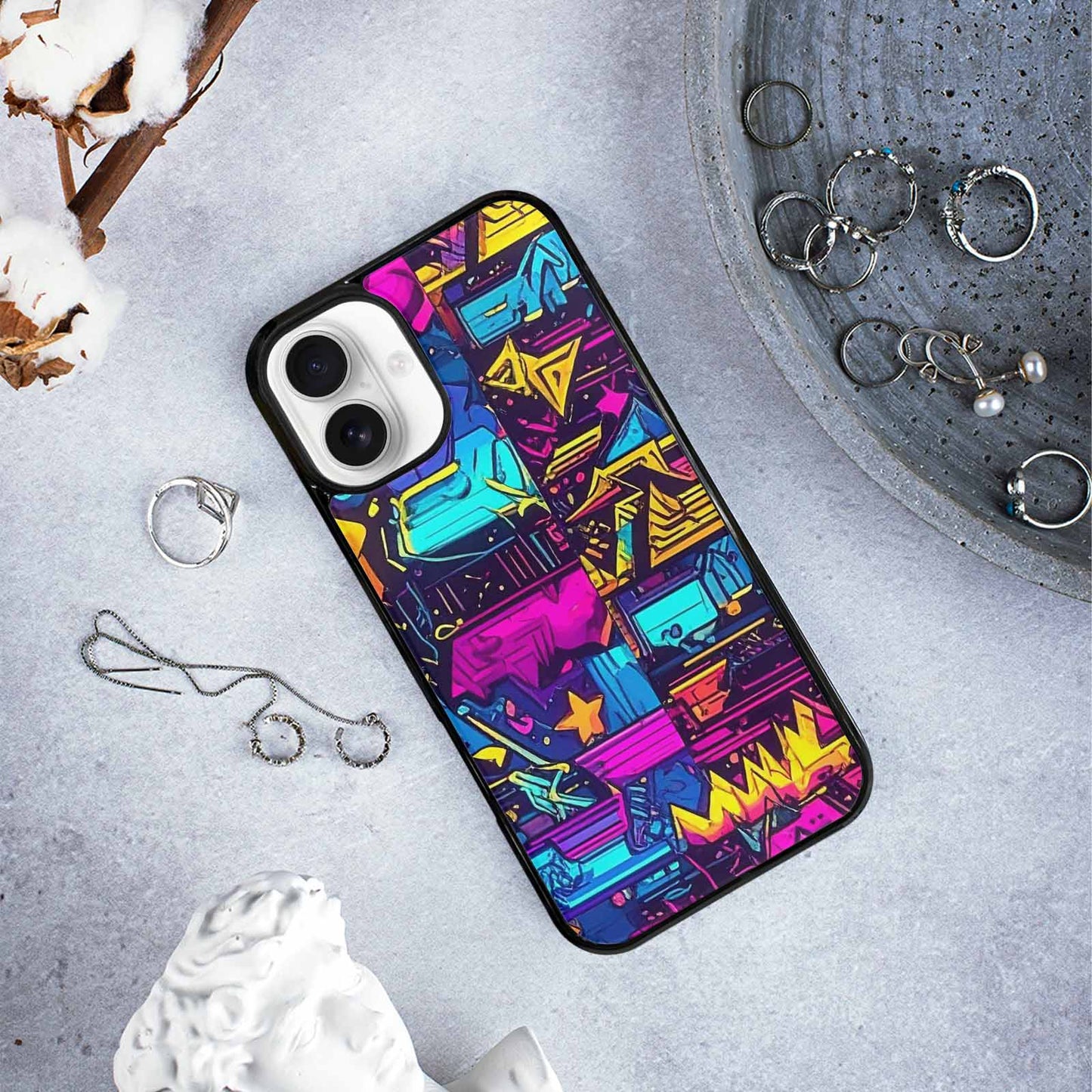 iPhone 16 Plus Case — 80s Retro Motif 80s Retro Motifs, Original Design Phone Case