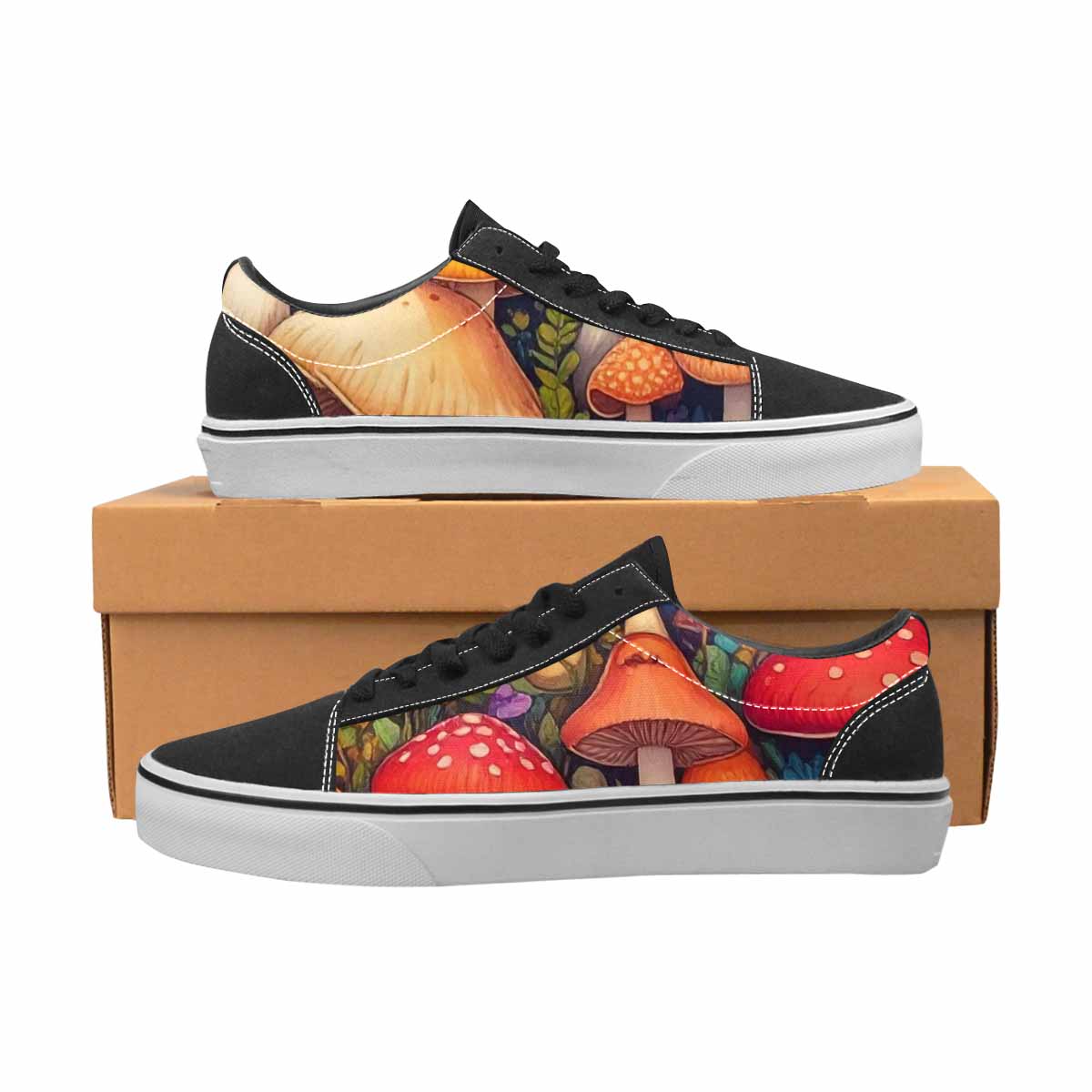 WOMEN'S Mushrooms (general) Mushrooms Pa Lace-Up Canvas Vivid Custom Sneakers