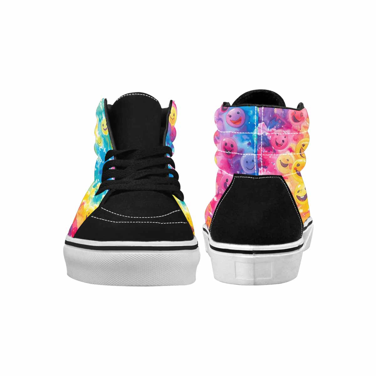 MEN'S Smiley Facessmiley Faces High Top Canvas Vibrant Chaos Sneakers